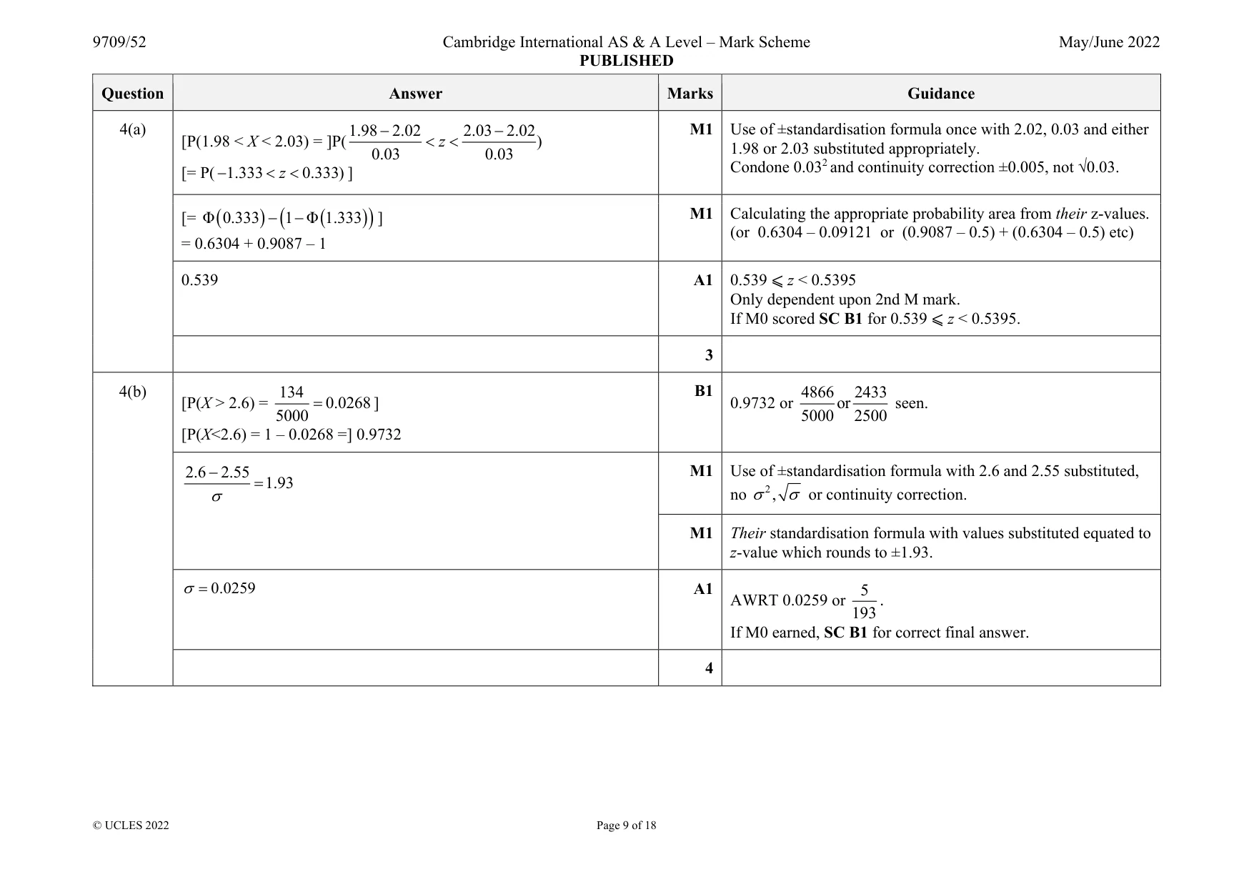 Mark scheme, page 9 of 18