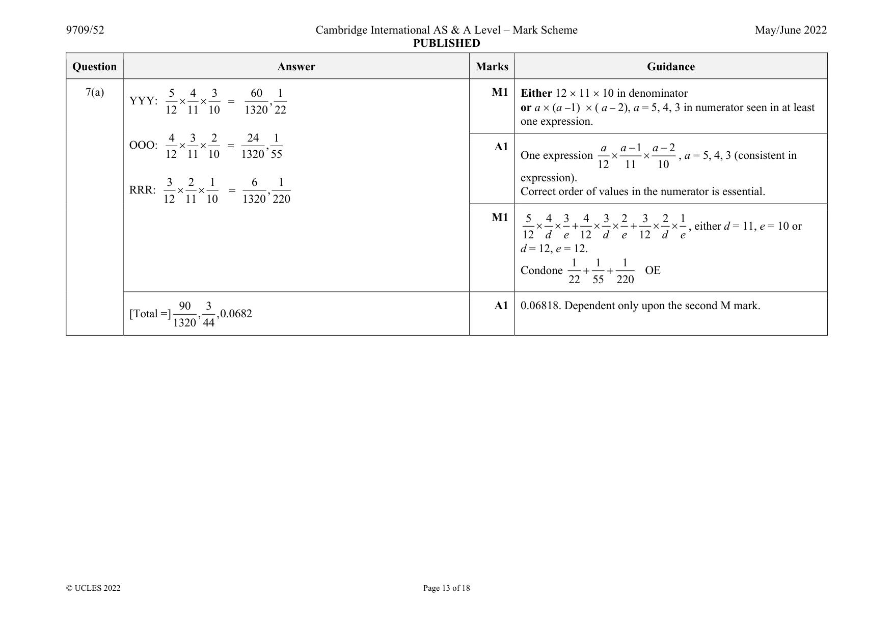 Mark scheme, page 13 of 18