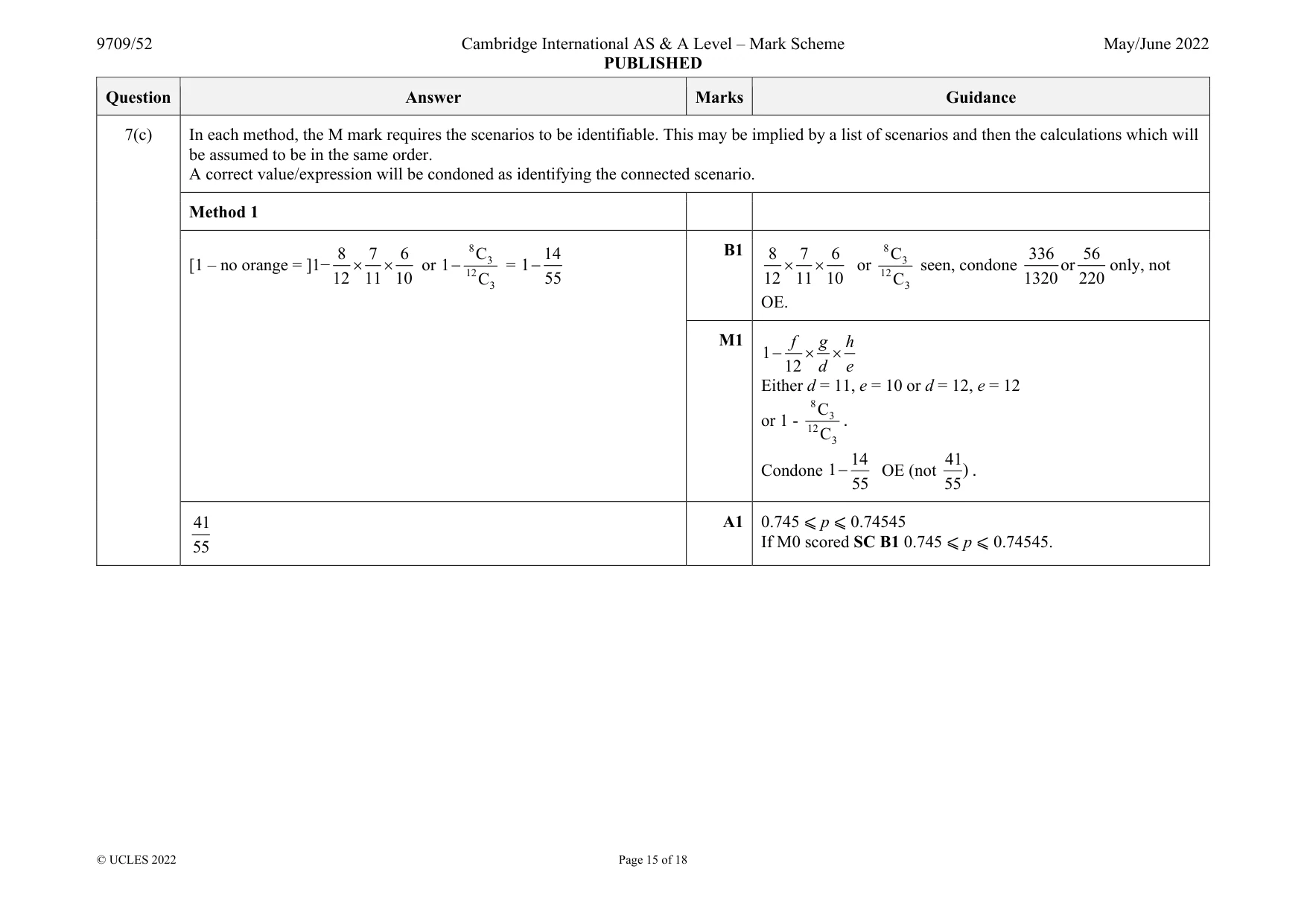 Mark scheme, page 15 of 18