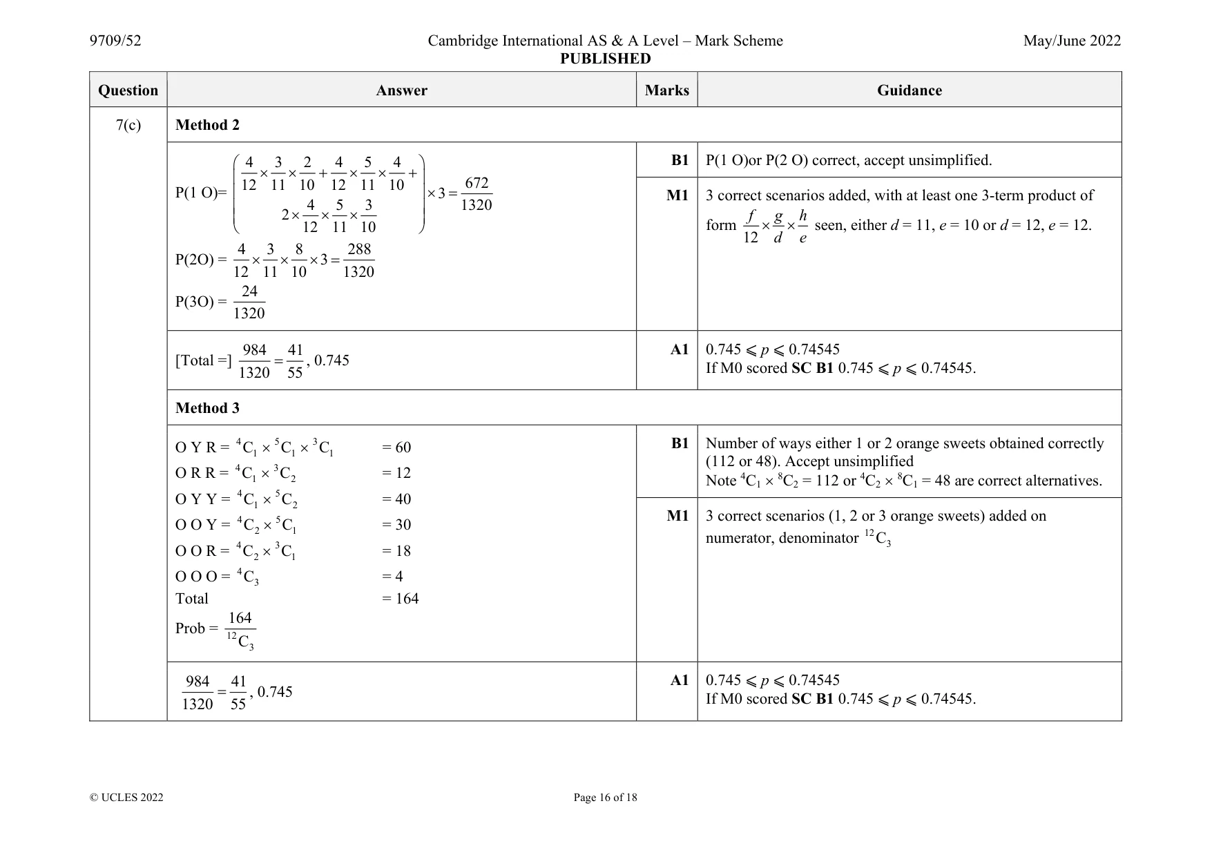 Mark scheme, page 16 of 18
