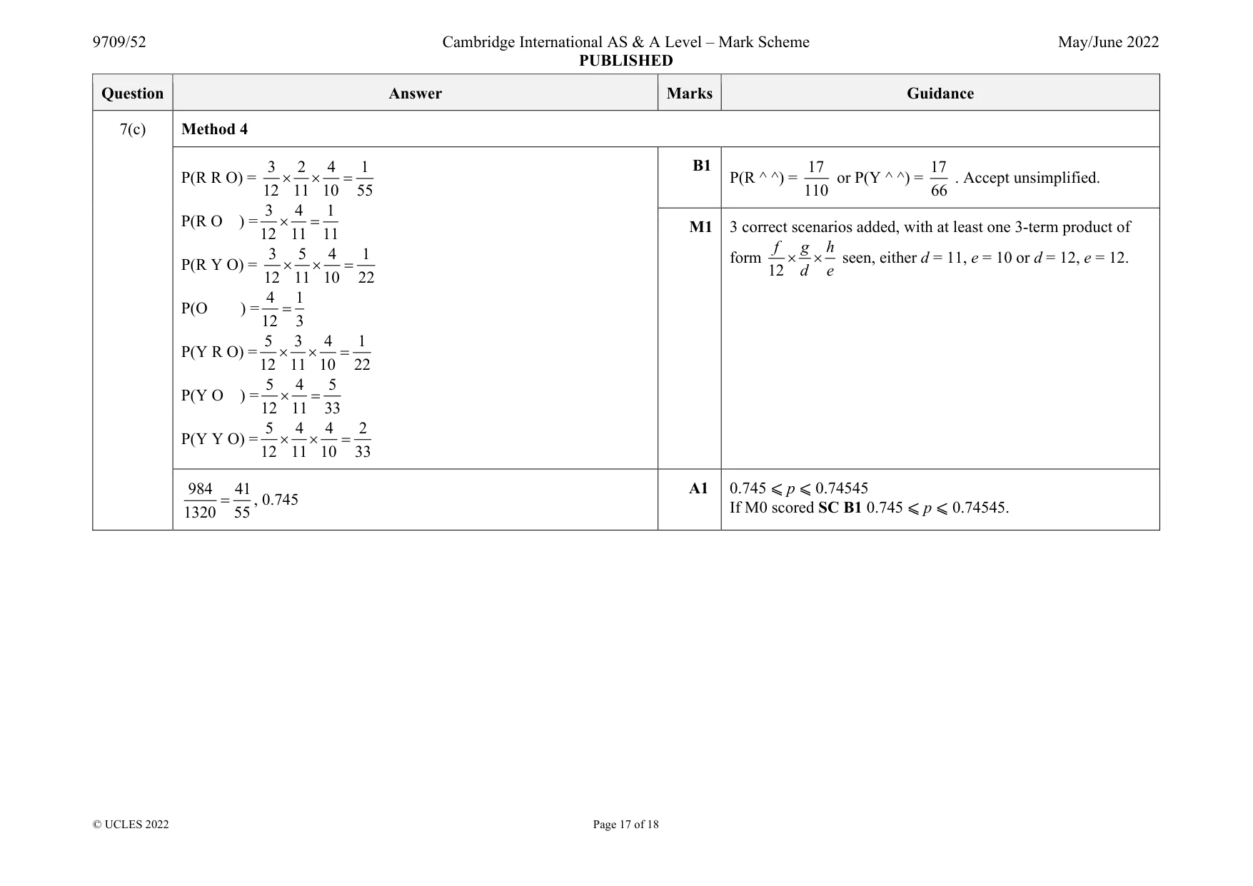 Mark scheme, page 17 of 18