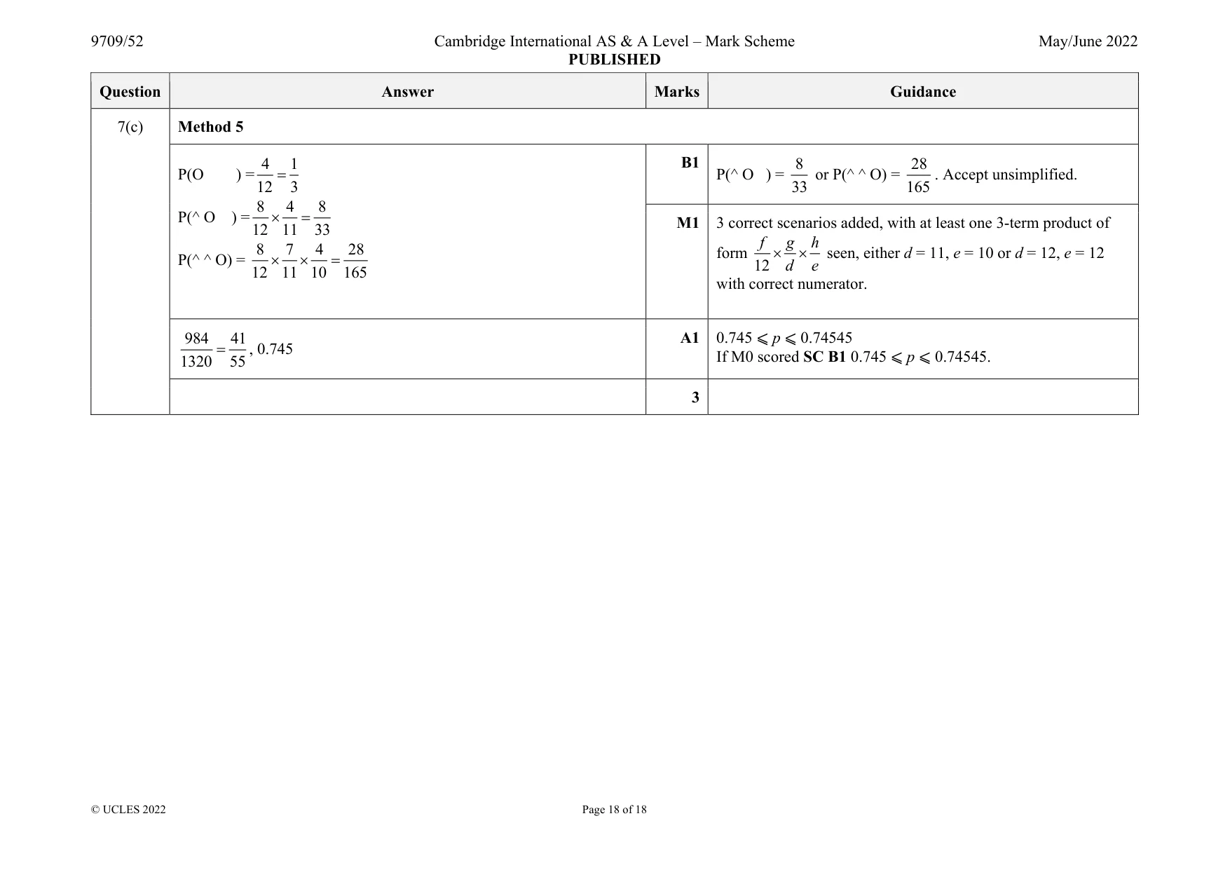 Mark scheme, page 18 of 18