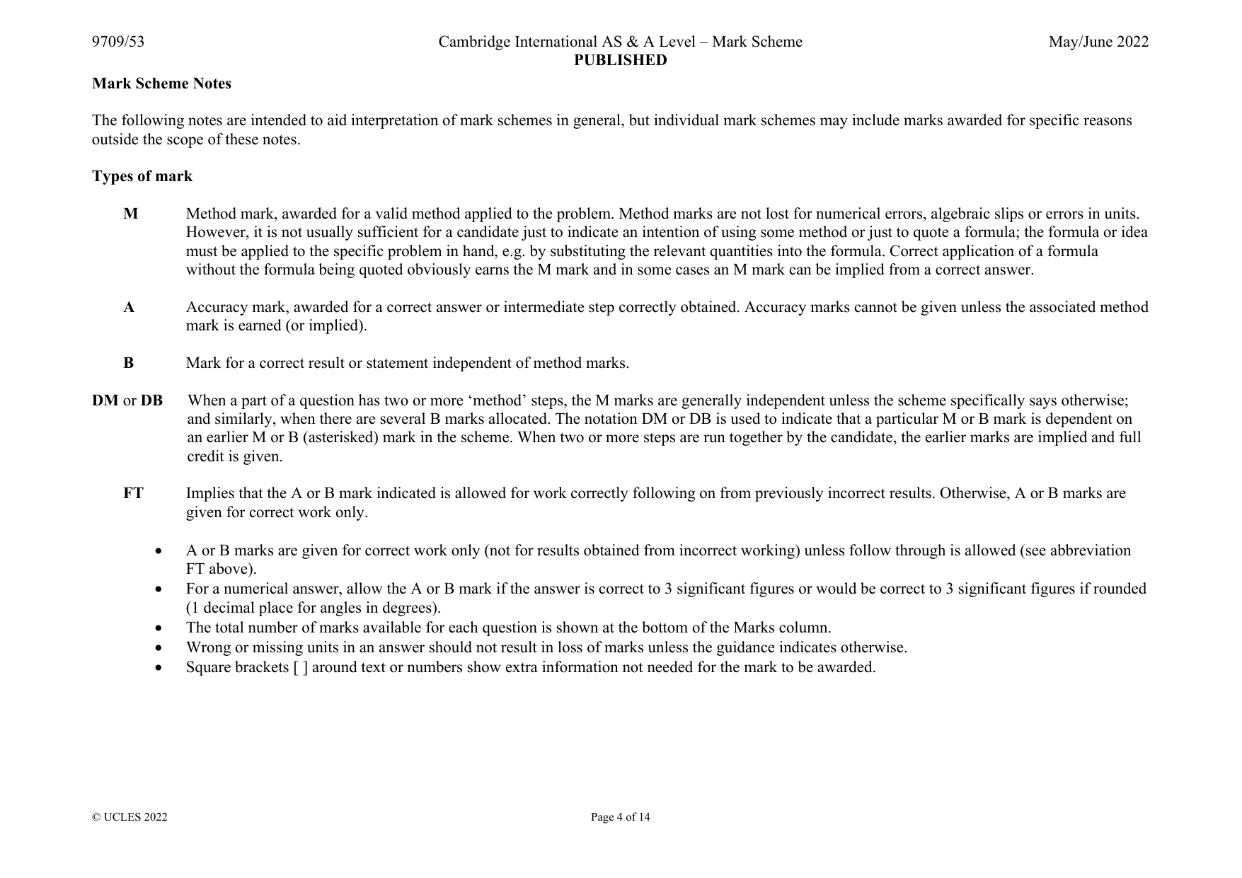 Mark scheme, page 4 of 14