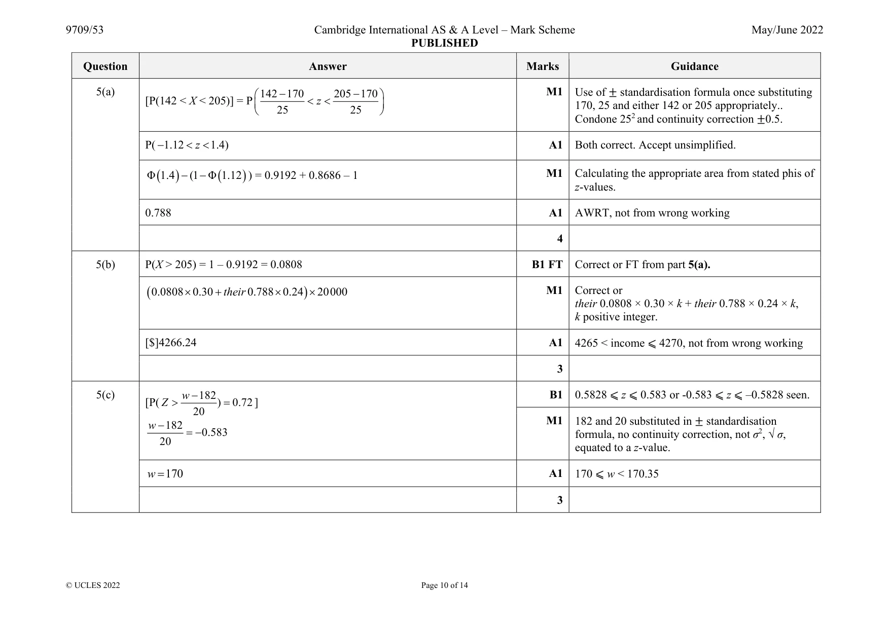 Mark scheme, page 10 of 14
