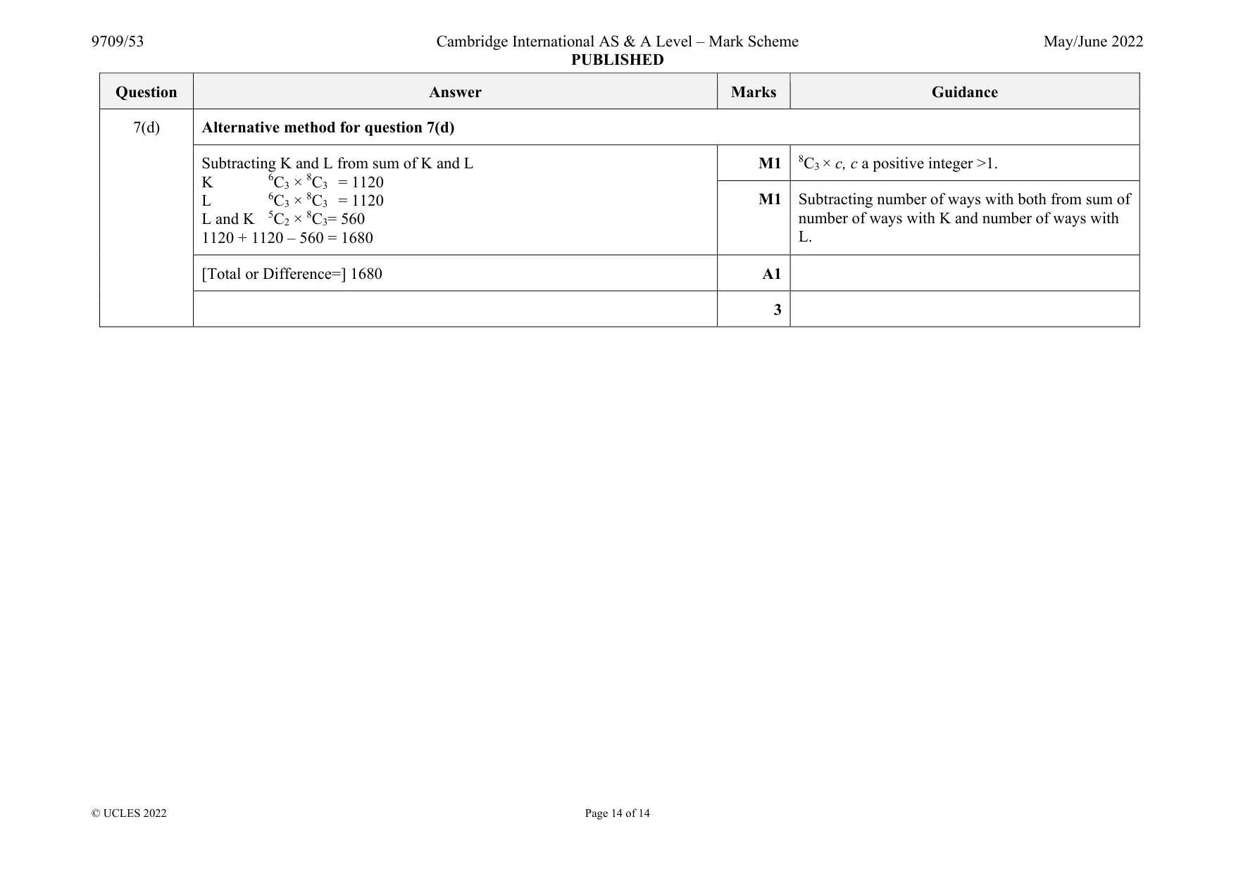 Mark scheme, page 14 of 14