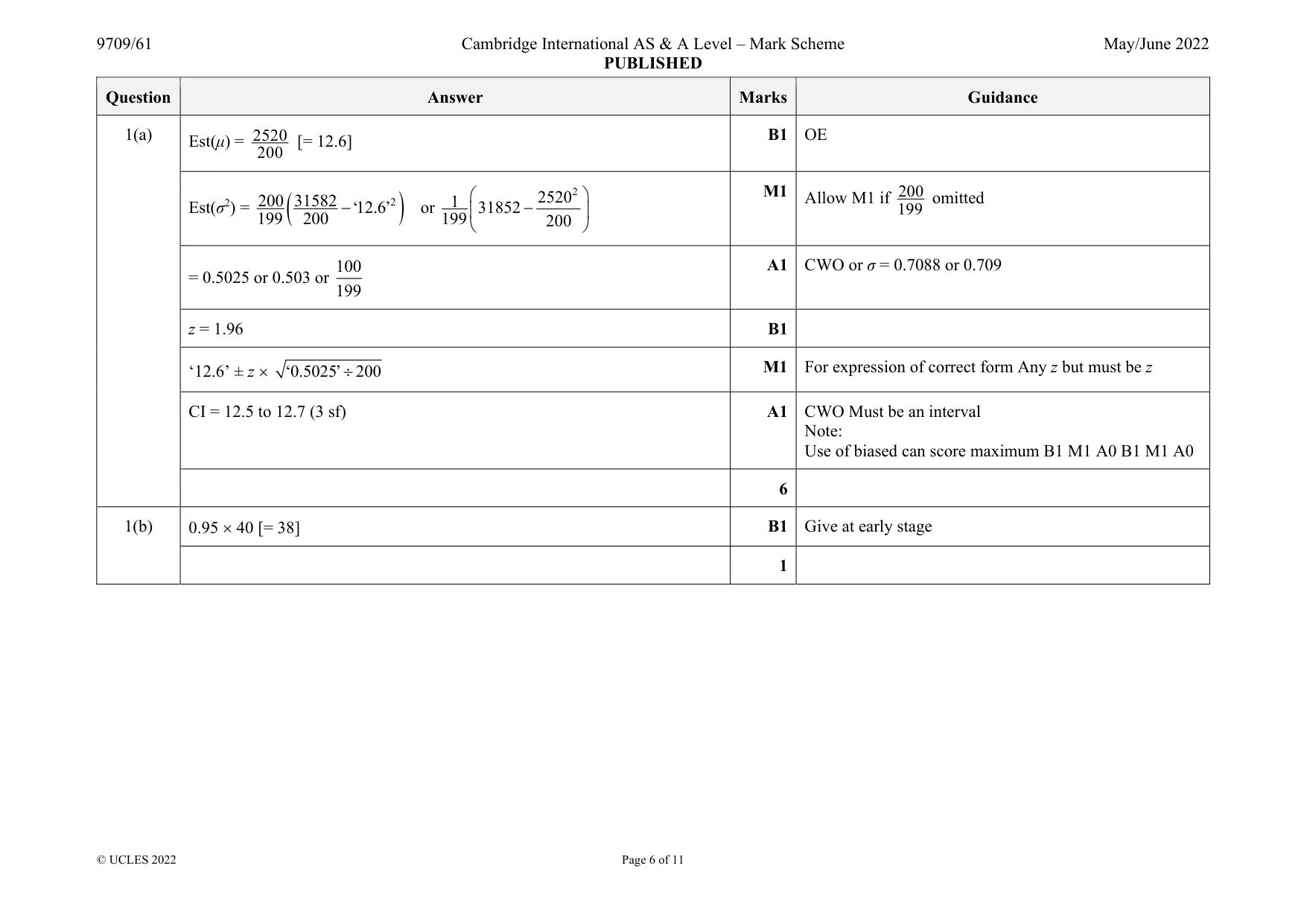 Mark scheme, page 6 of 11