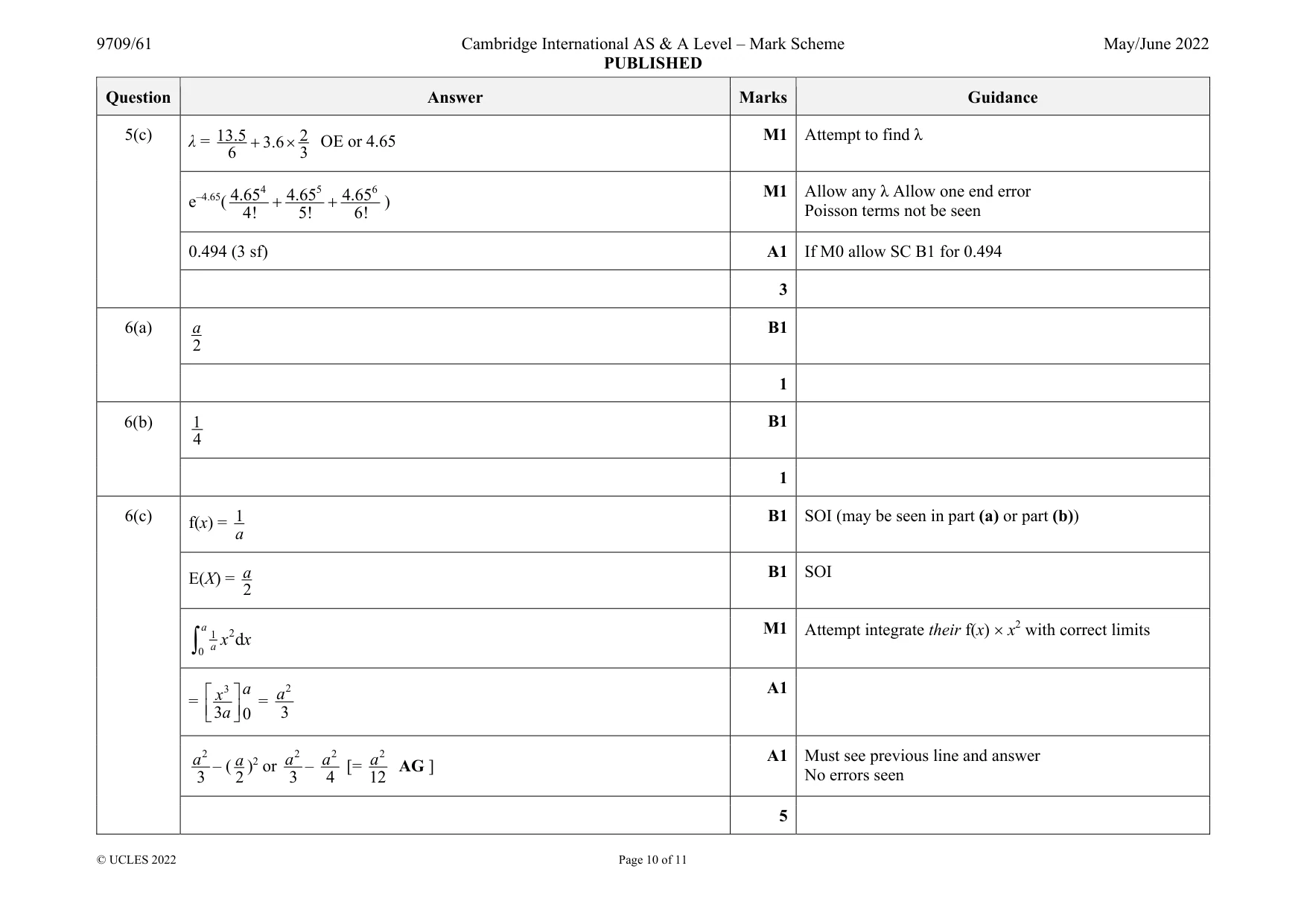 Mark scheme, page 10 of 11
