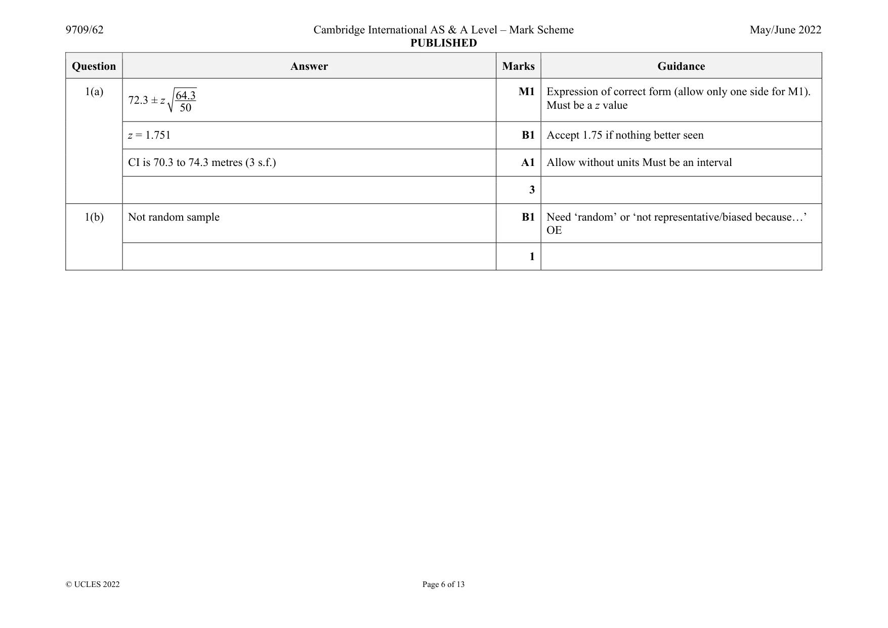 Mark scheme, page 6 of 13