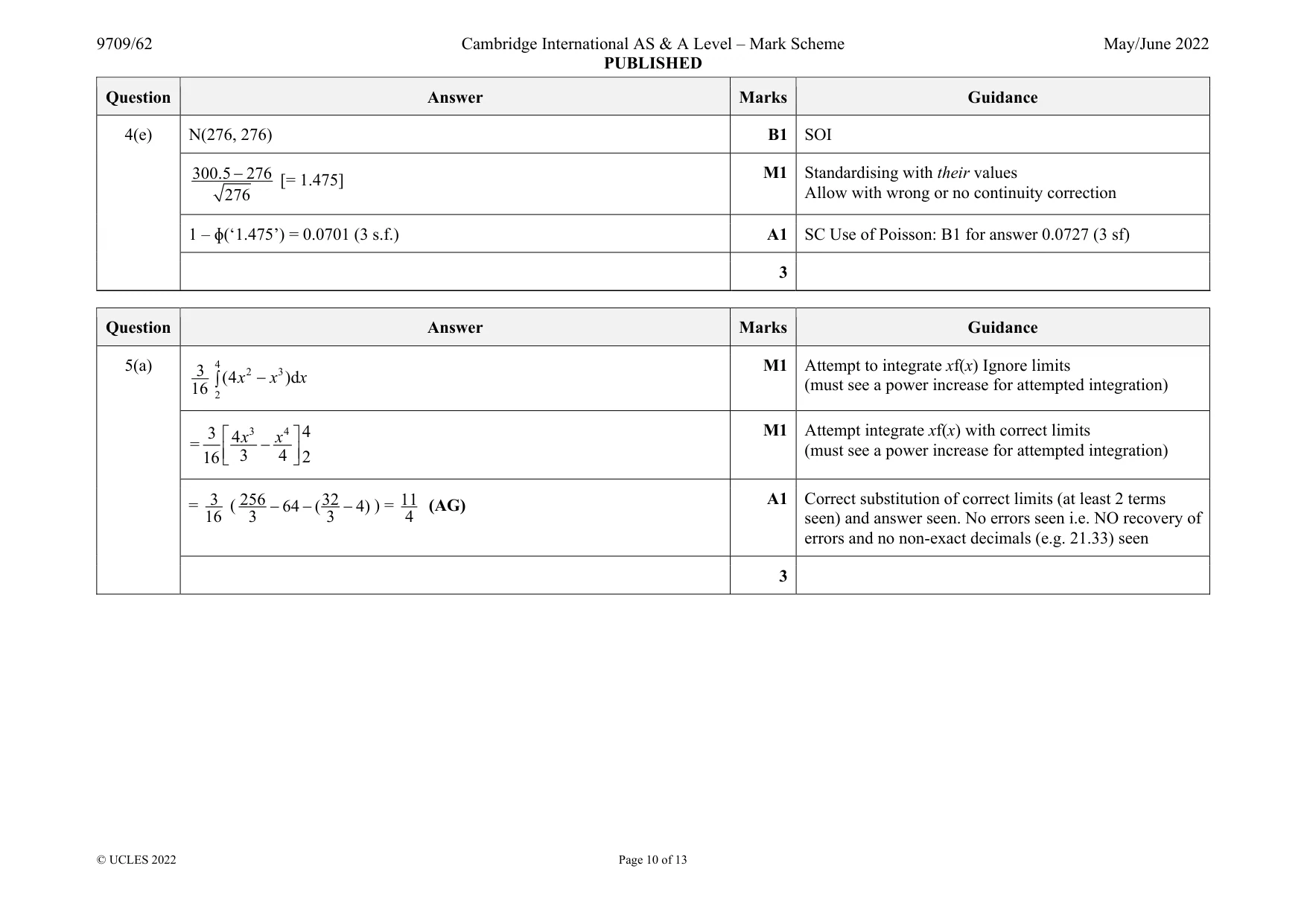 Mark scheme, page 10 of 13