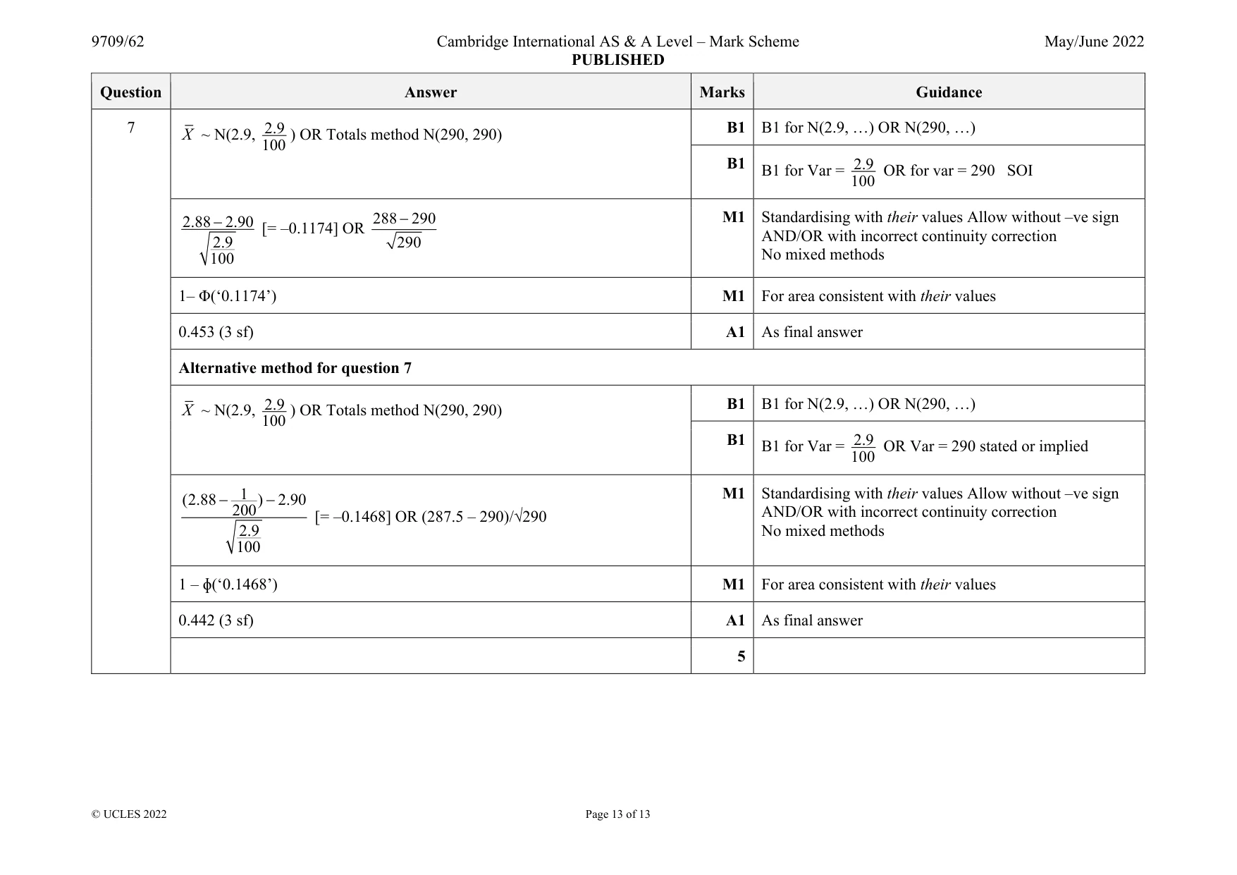 Mark scheme, page 13 of 13