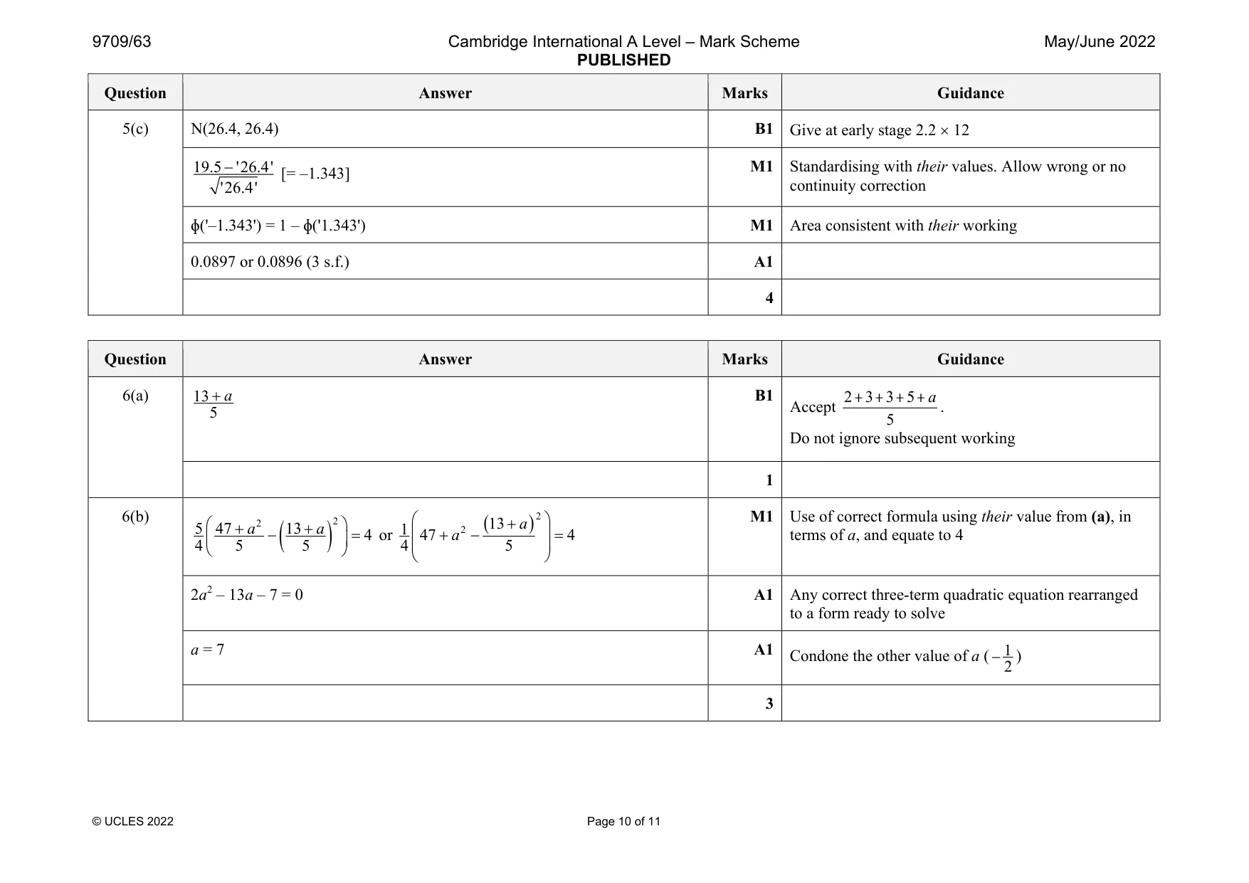 Mark scheme, page 10 of 11