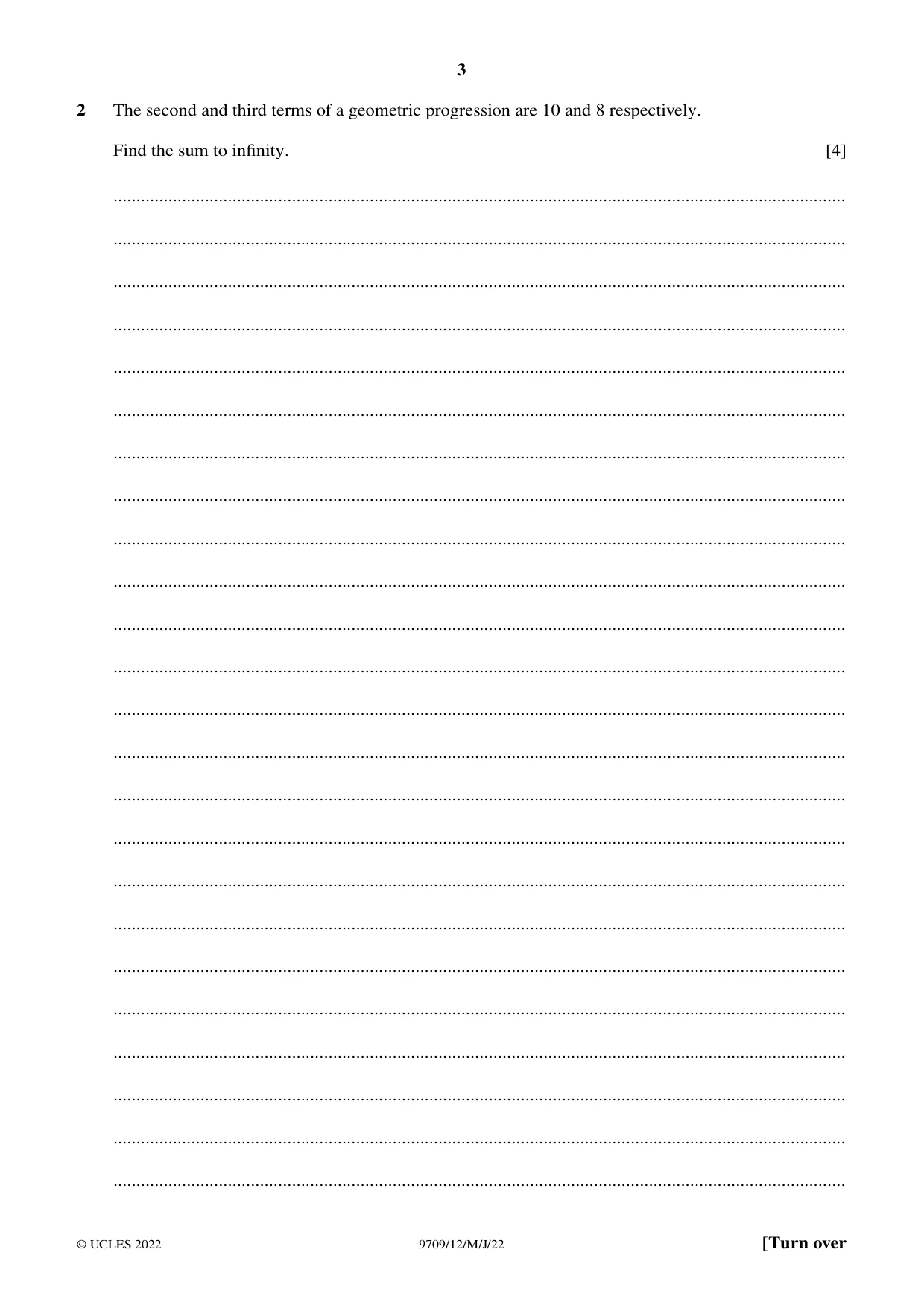 Cambridge A Level Mathematics 9709 2022 May/June Paper 1 · Variant 2 question paper, page 3 of 20