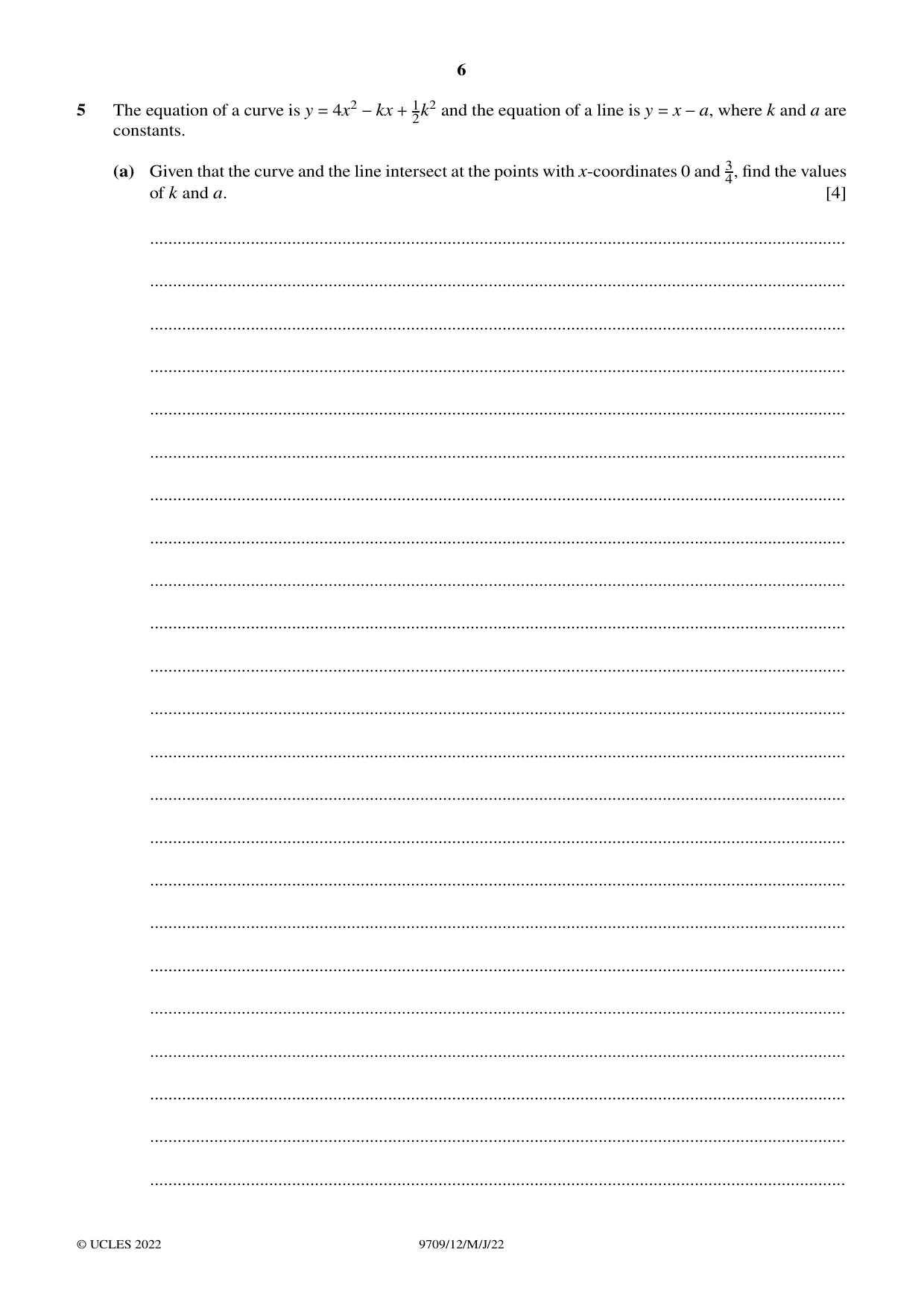 Cambridge A Level Mathematics 9709 2022 May/June Paper 1 · Variant 2 question paper, page 6 of 20