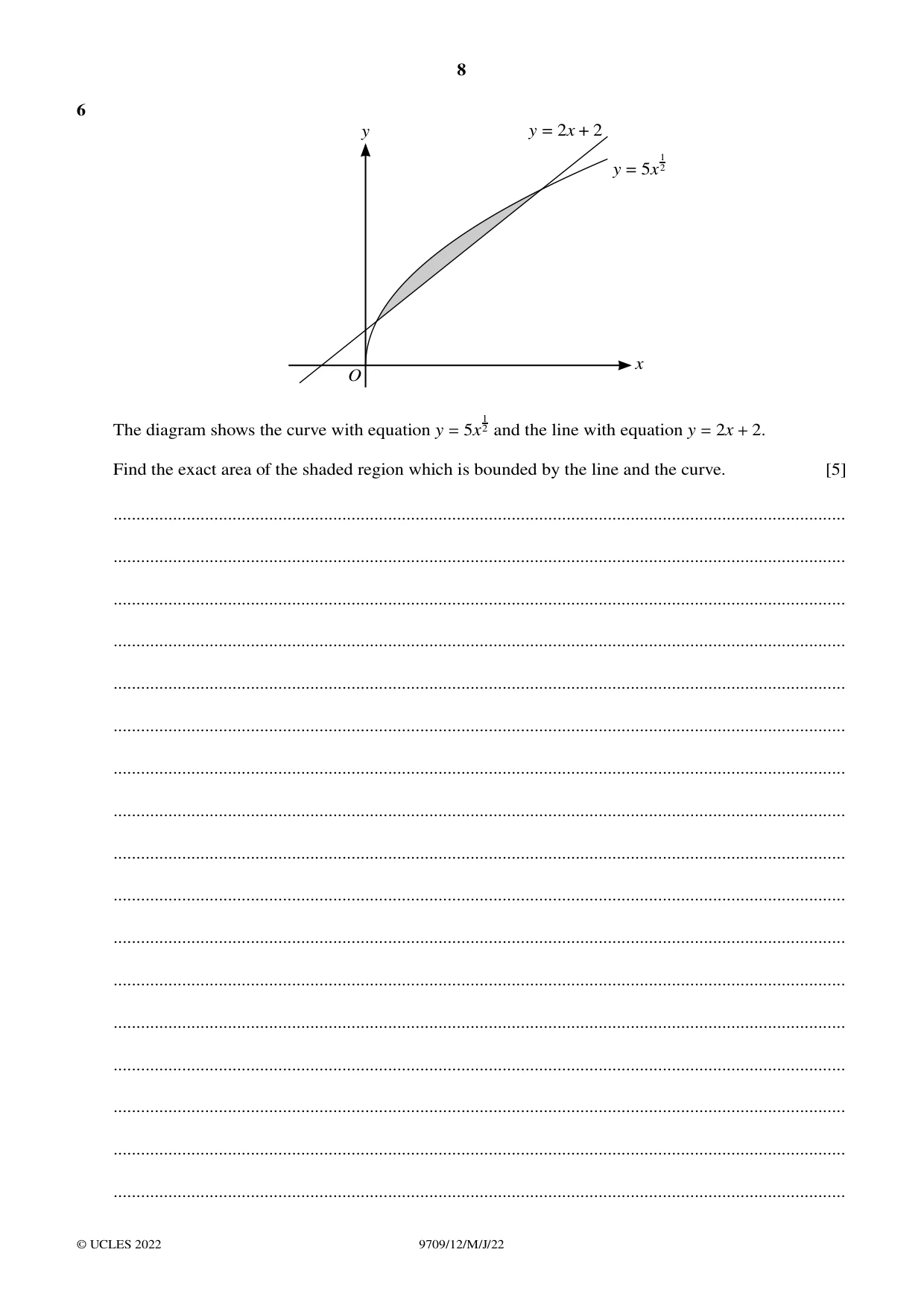 Cambridge A Level Mathematics 9709 2022 May/June Paper 1 · Variant 2 question paper, page 8 of 20