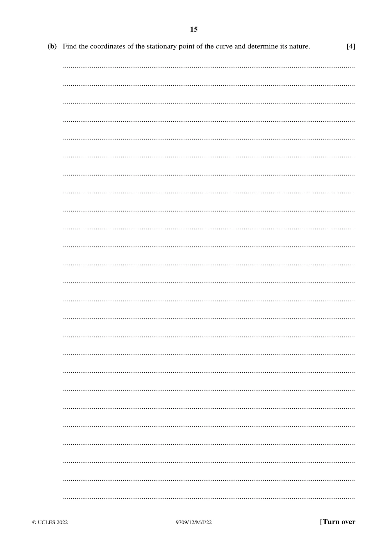 Cambridge A Level Mathematics 9709 2022 May/June Paper 1 · Variant 2 question paper, page 15 of 20
