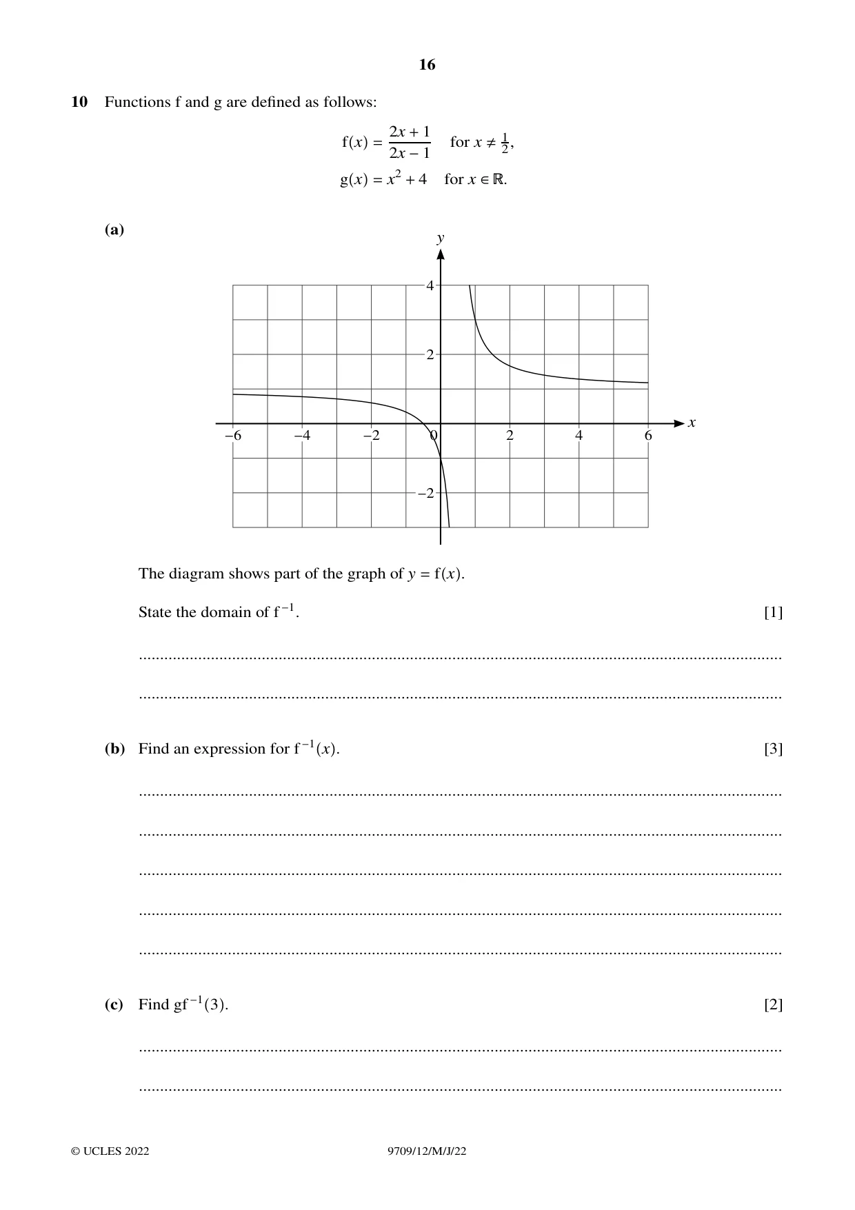 Cambridge A Level Mathematics 9709 2022 May/June Paper 1 · Variant 2 question paper, page 16 of 20