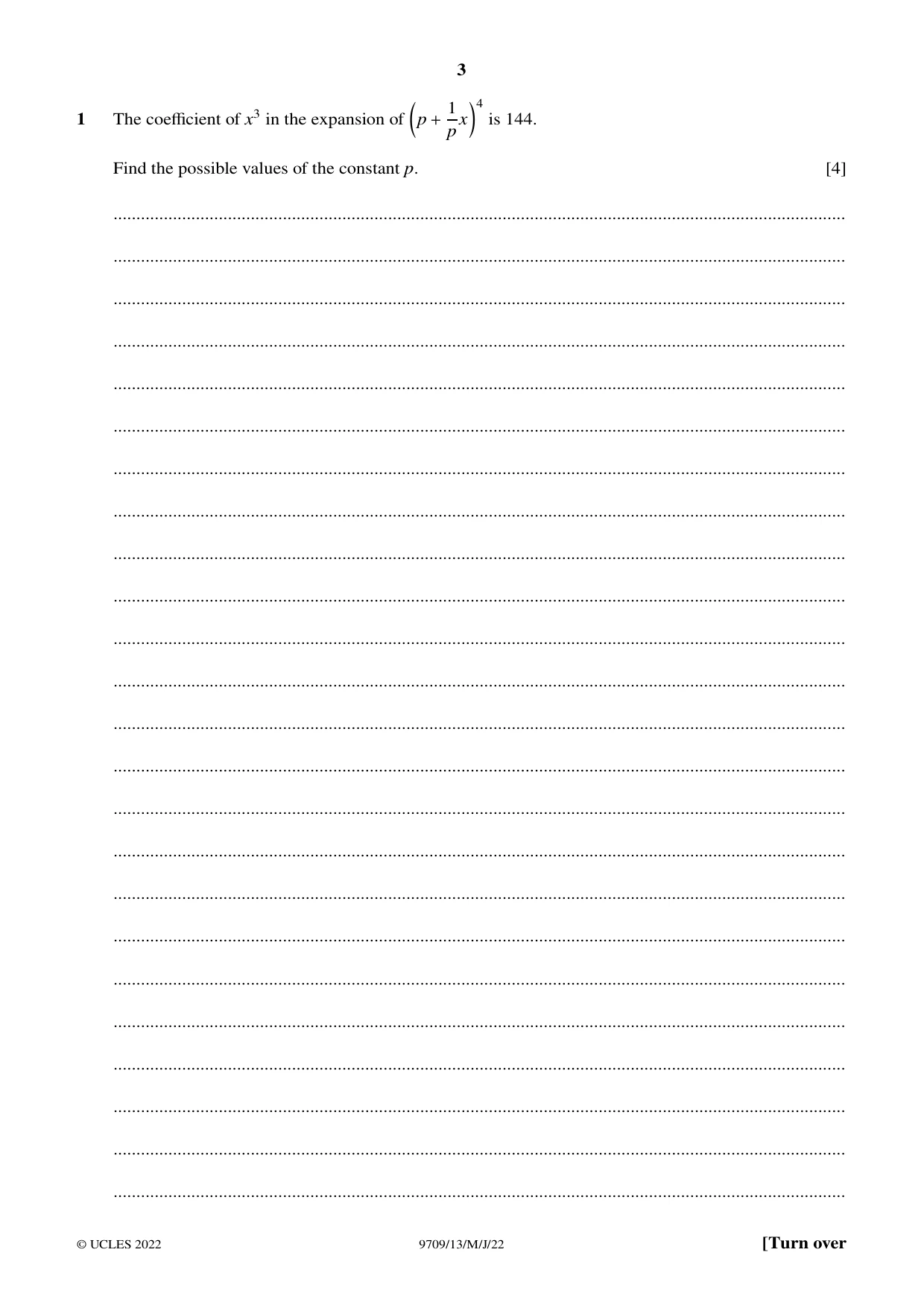 Cambridge A Level Mathematics 9709 2022 May/June Paper 1 · Variant 3 question paper, page 3 of 20