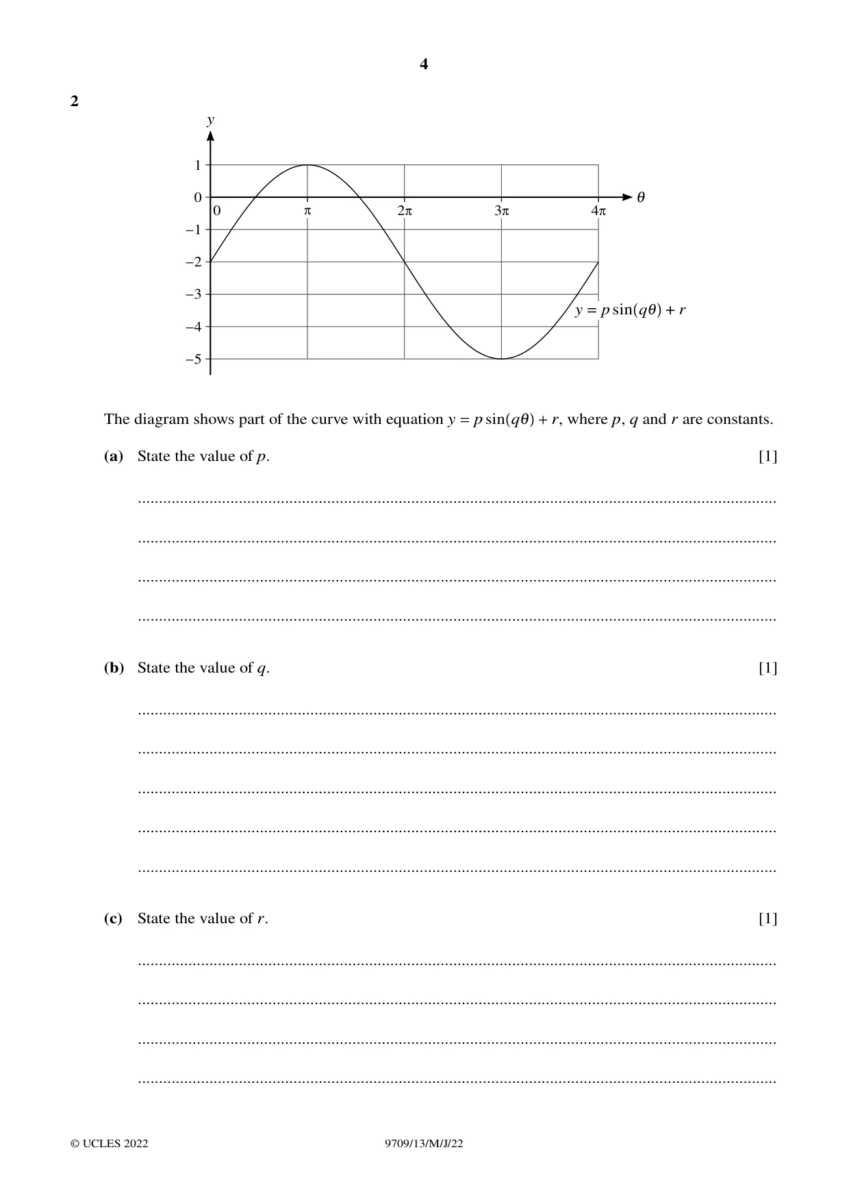 Cambridge A Level Mathematics 9709 2022 May/June Paper 1 · Variant 3 question paper, page 4 of 20