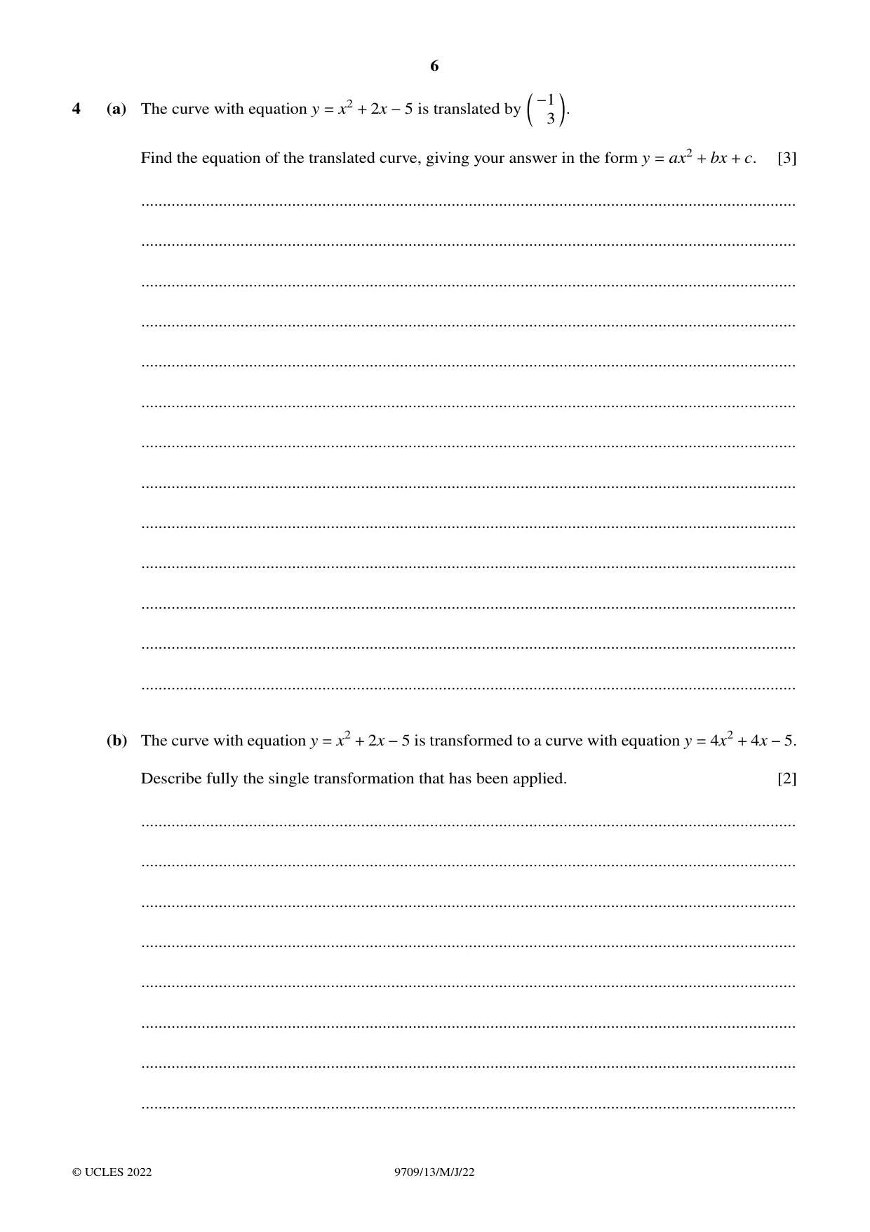 Cambridge A Level Mathematics 9709 2022 May/June Paper 1 · Variant 3 question paper, page 6 of 20