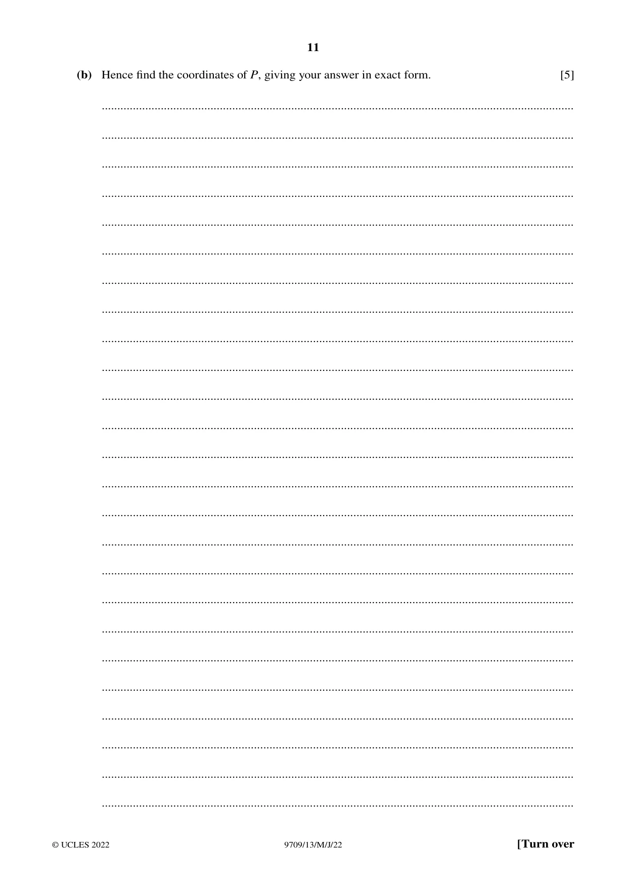 Cambridge A Level Mathematics 9709 2022 May/June Paper 1 · Variant 3 question paper, page 11 of 20