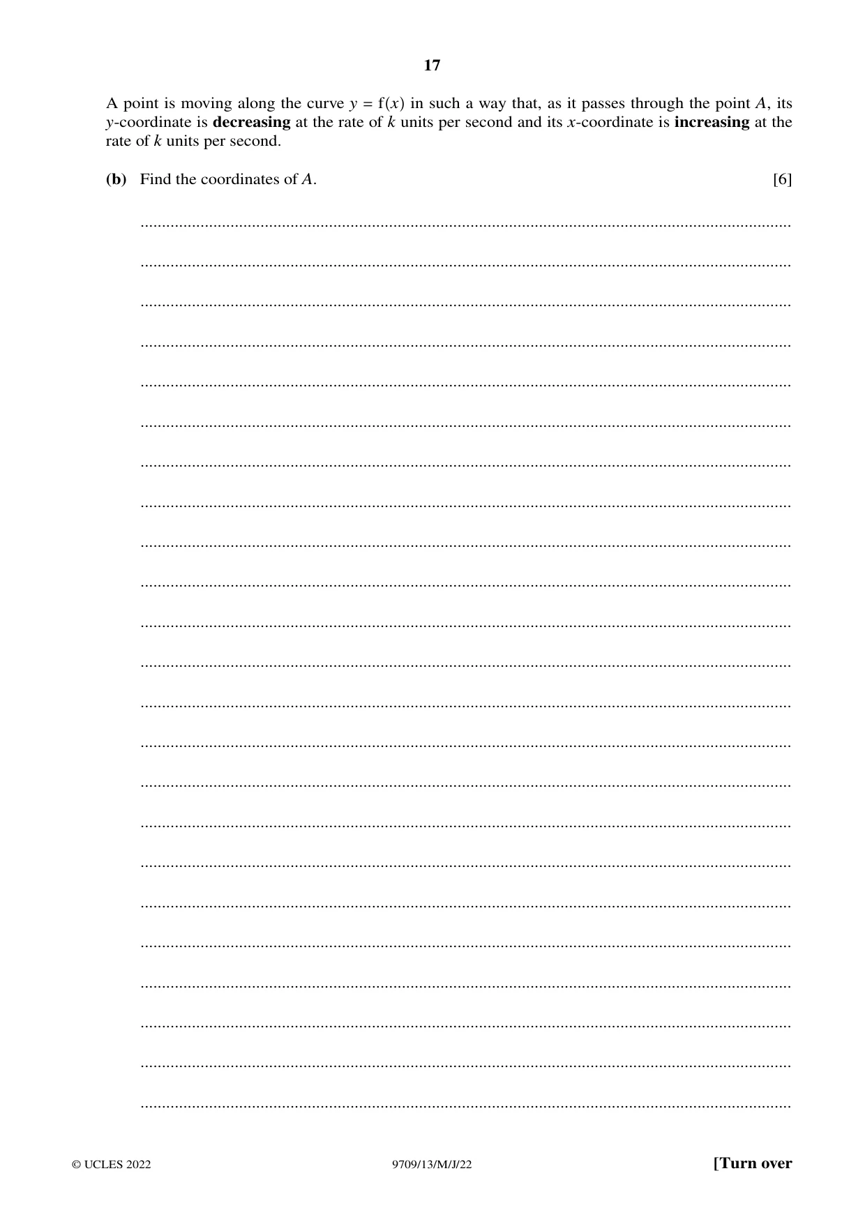 Cambridge A Level Mathematics 9709 2022 May/June Paper 1 · Variant 3 question paper, page 17 of 20