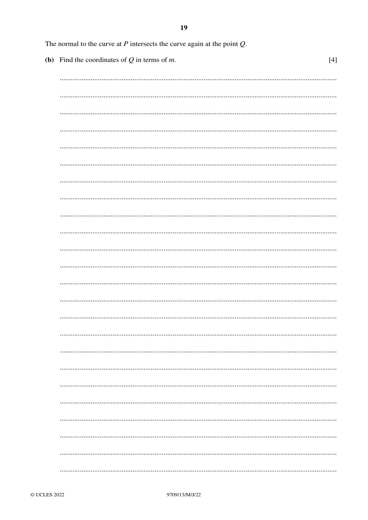 Cambridge A Level Mathematics 9709 2022 May/June Paper 1 · Variant 3 question paper, page 19 of 20
