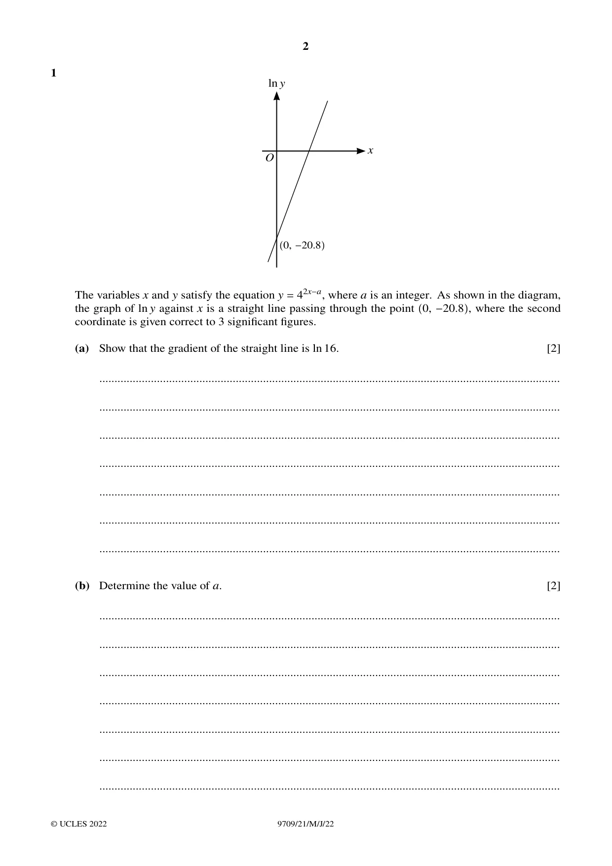 Cambridge A Level Mathematics 9709 2022 May/June Paper 2 · Variant 1 question paper, page 2 of 12