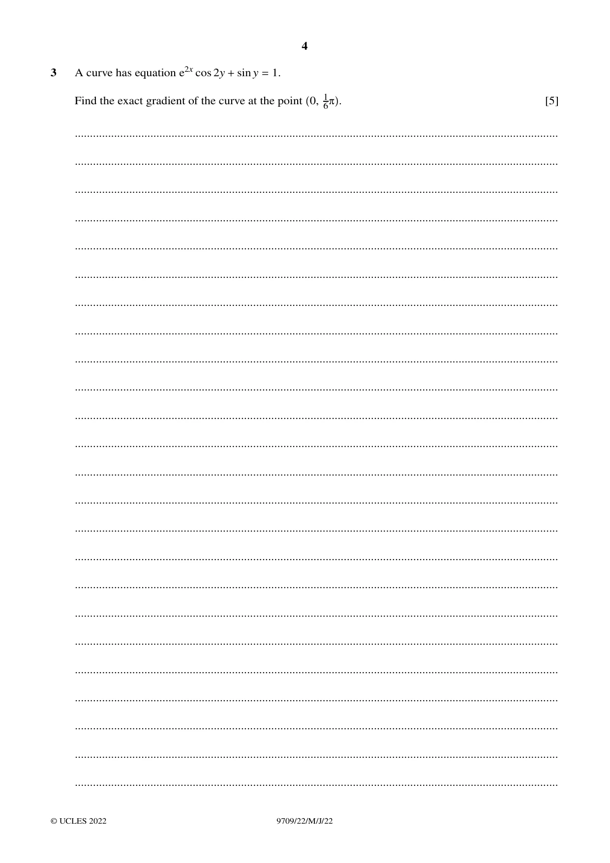 Cambridge A Level Mathematics 9709 2022 May/June Paper 2 · Variant 2 question paper, page 4 of 16