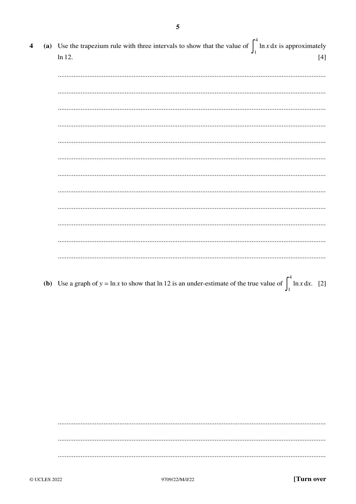 Cambridge A Level Mathematics 9709 2022 May/June Paper 2 · Variant 2 question paper, page 5 of 16