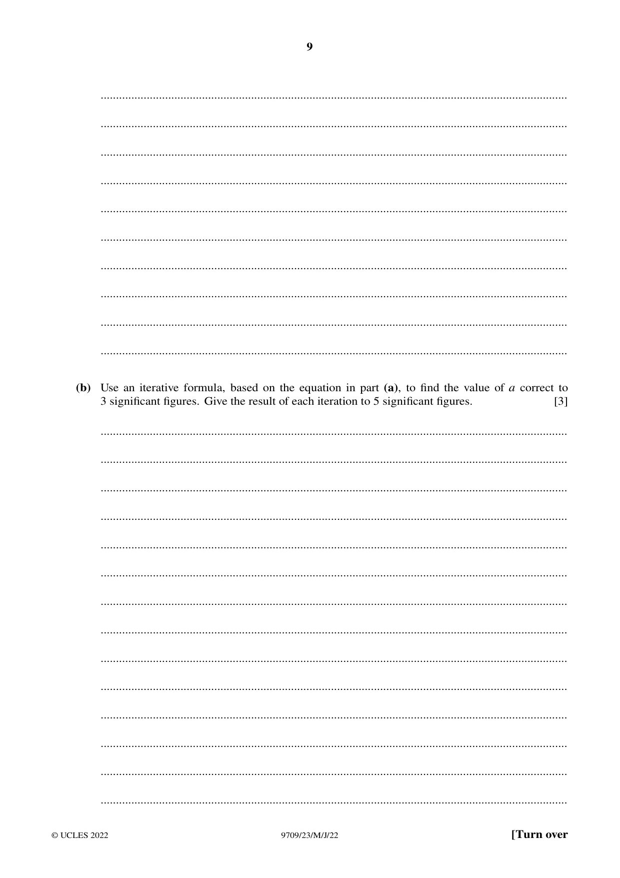 Cambridge A Level Mathematics 9709 2022 May/June Paper 2 · Variant 3 question paper, page 9 of 16