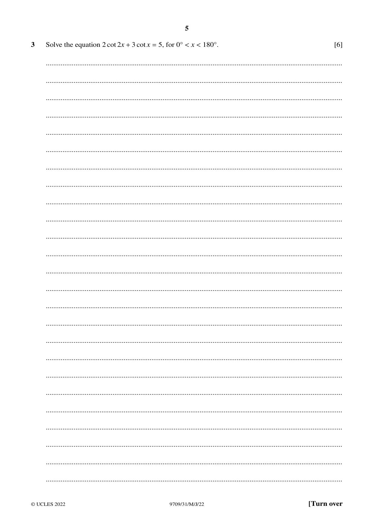 Cambridge A Level Mathematics 9709 2022 May/June Paper 3 · Variant 1 question paper, page 5 of 20