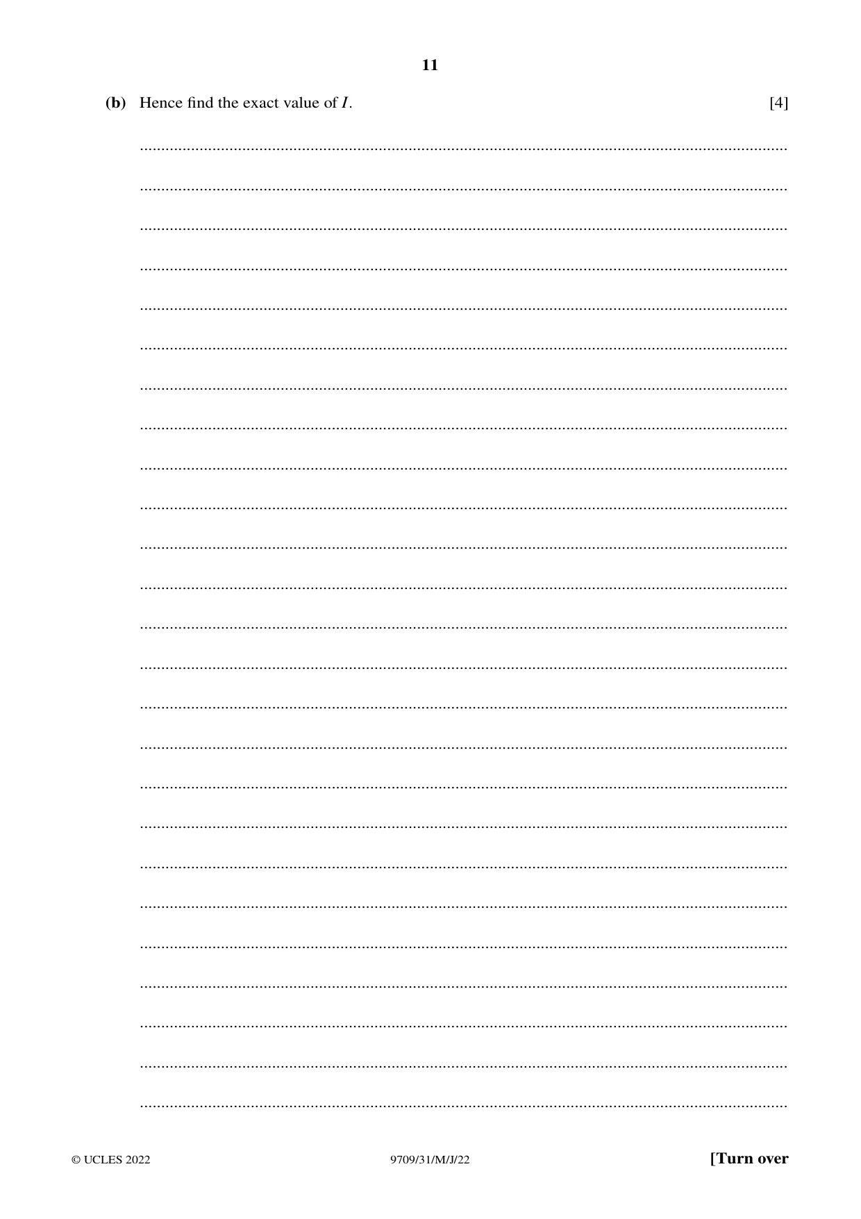 Cambridge A Level Mathematics 9709 2022 May/June Paper 3 · Variant 1 question paper, page 11 of 20
