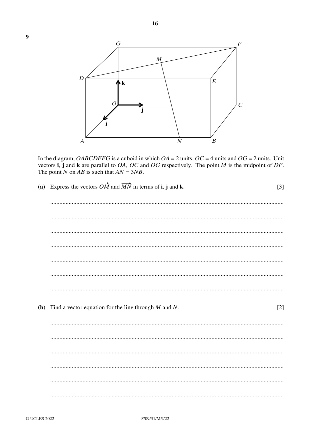 Cambridge A Level Mathematics 9709 2022 May/June Paper 3 · Variant 1 question paper, page 16 of 20