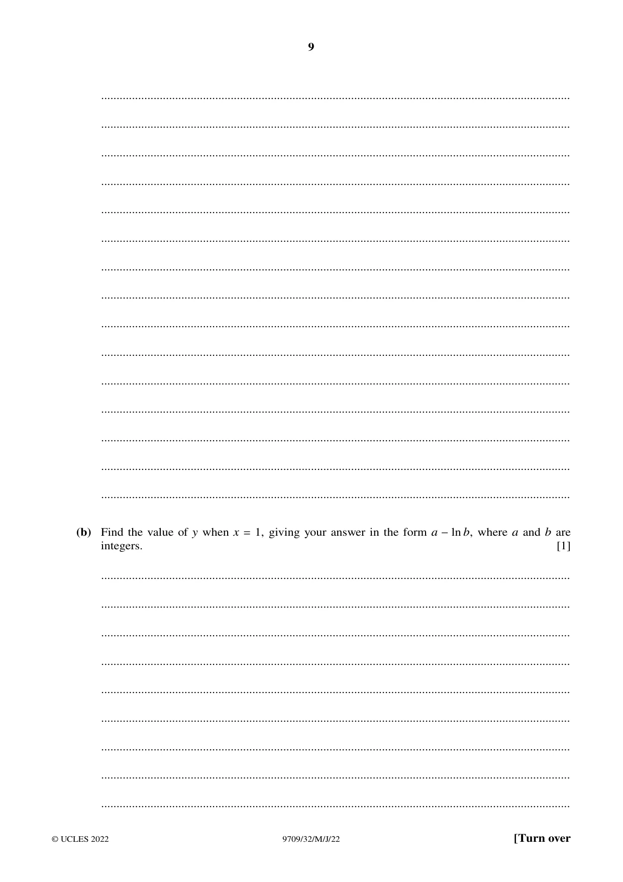 Cambridge A Level Mathematics 9709 2022 May/June Paper 3 · Variant 2 question paper, page 9 of 20