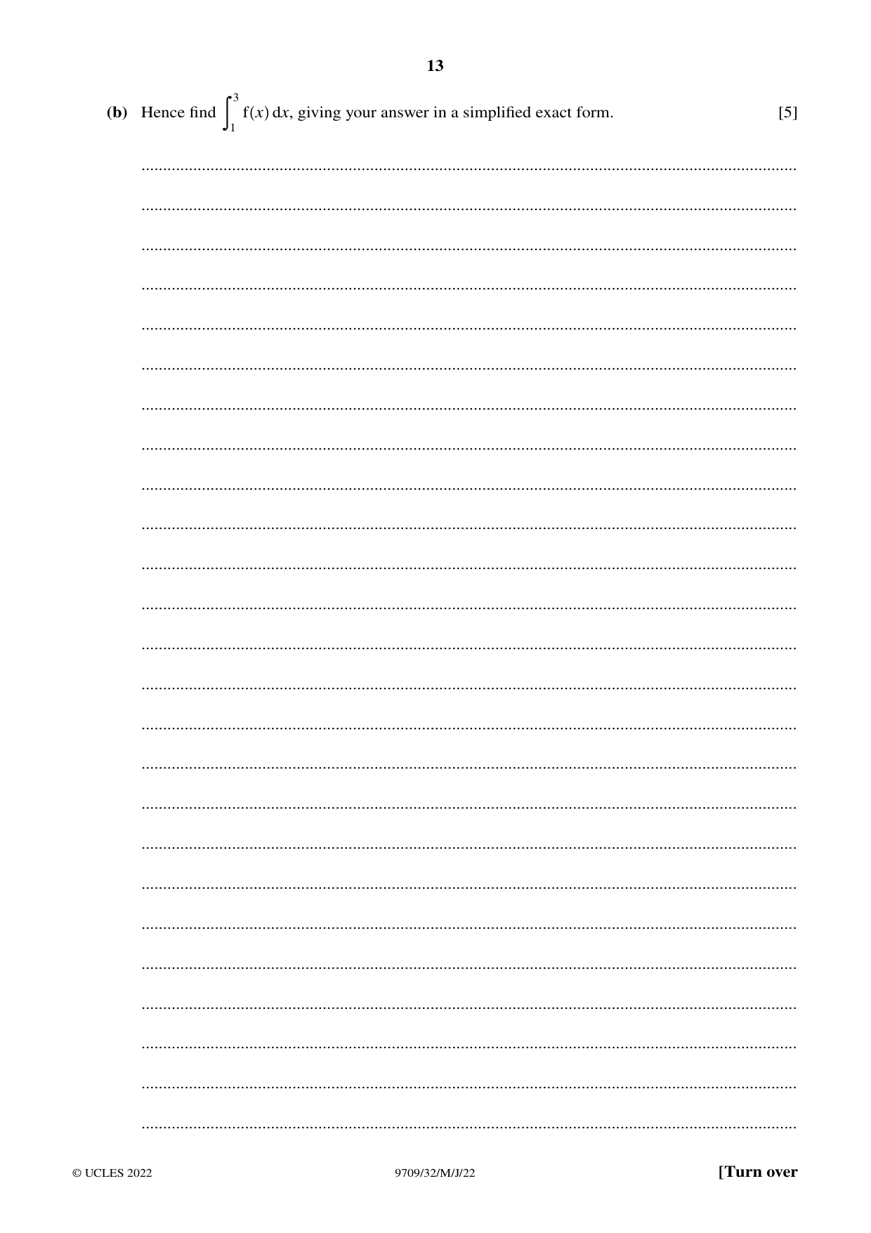 Cambridge A Level Mathematics 9709 2022 May/June Paper 3 · Variant 2 question paper, page 13 of 20