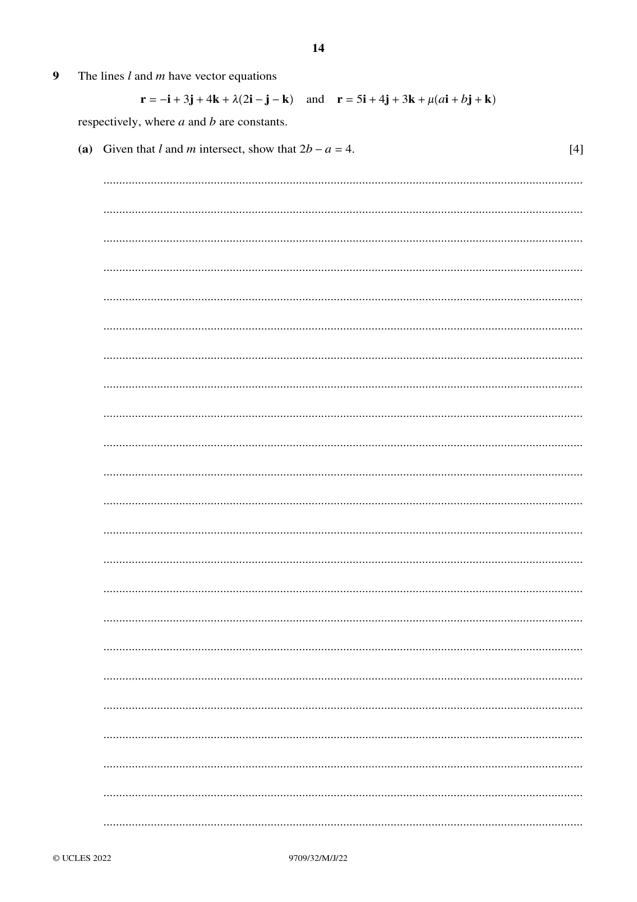 Cambridge A Level Mathematics 9709 2022 May/June Paper 3 · Variant 2 question paper, page 14 of 20