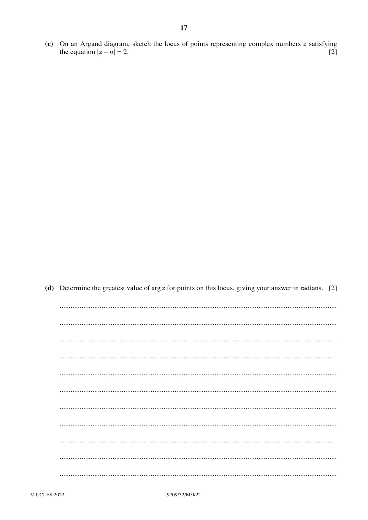 Cambridge A Level Mathematics 9709 2022 May/June Paper 3 · Variant 2 question paper, page 17 of 20
