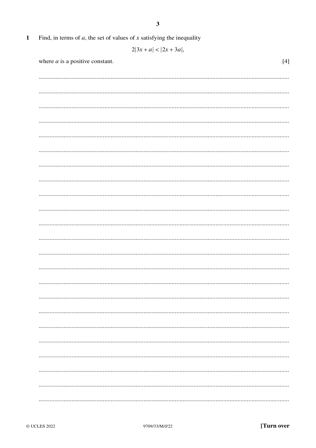 Cambridge A Level Mathematics 9709 2022 May/June Paper 3 · Variant 3 question paper, page 3 of 20