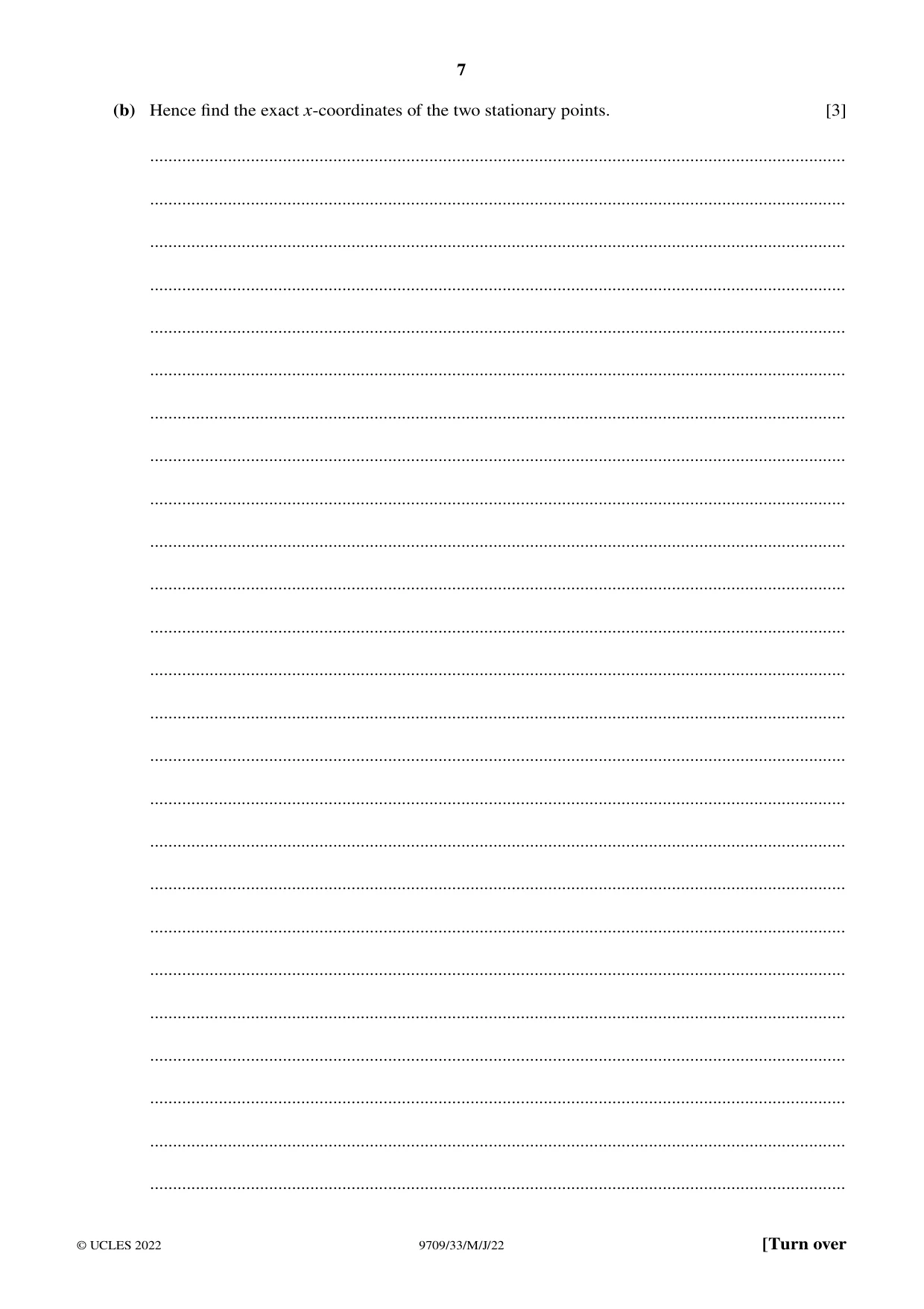 Cambridge A Level Mathematics 9709 2022 May/June Paper 3 · Variant 3 question paper, page 7 of 20