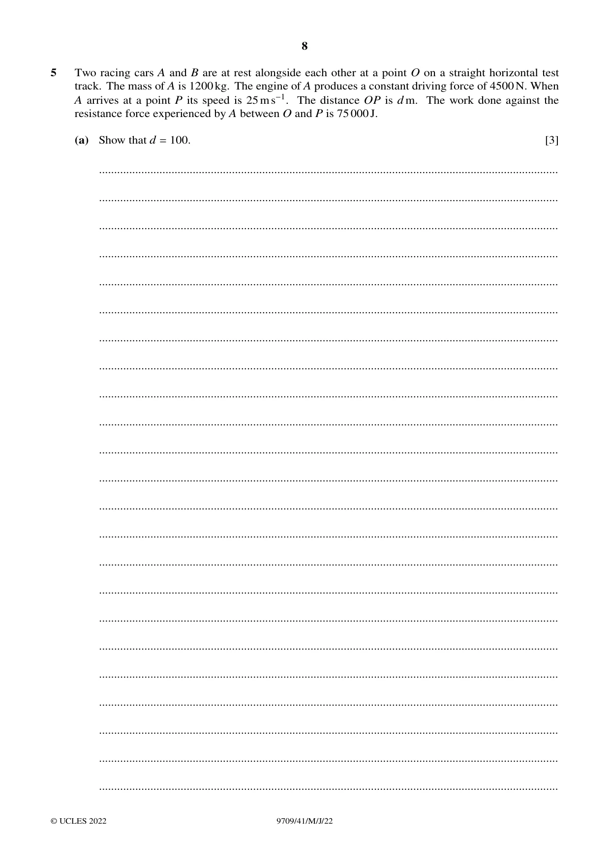 Cambridge A Level Mathematics 9709 2022 May/June Paper 4 · Variant 1 question paper, page 8 of 16