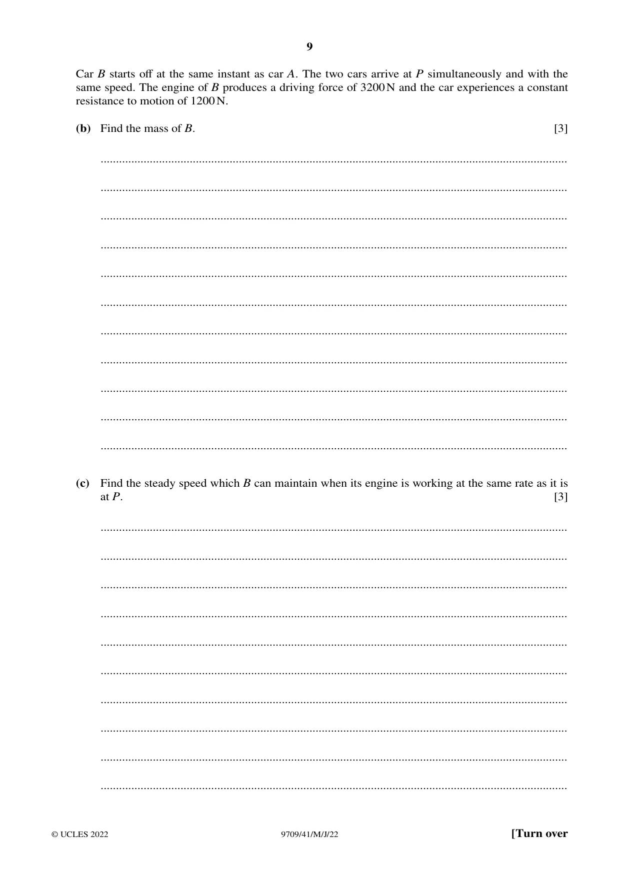 Cambridge A Level Mathematics 9709 2022 May/June Paper 4 · Variant 1 question paper, page 9 of 16