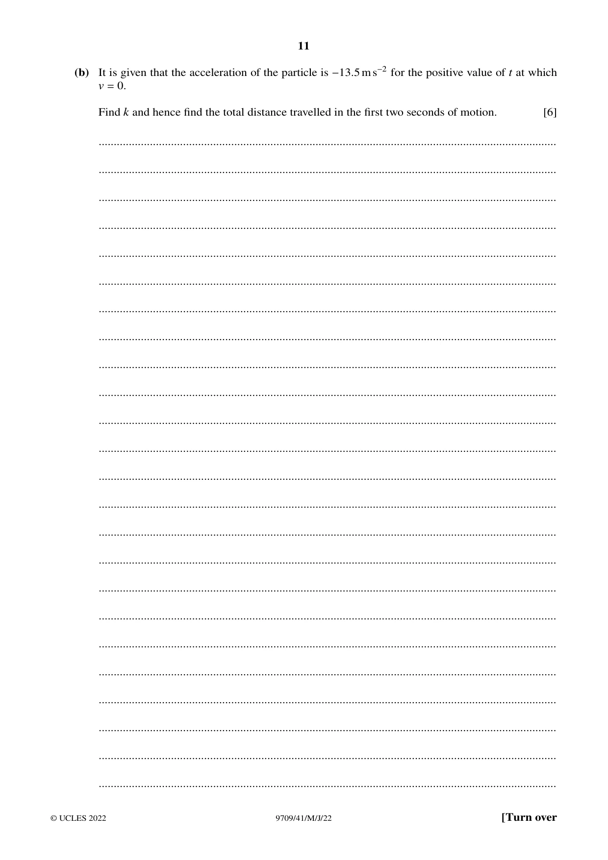 Cambridge A Level Mathematics 9709 2022 May/June Paper 4 · Variant 1 question paper, page 11 of 16