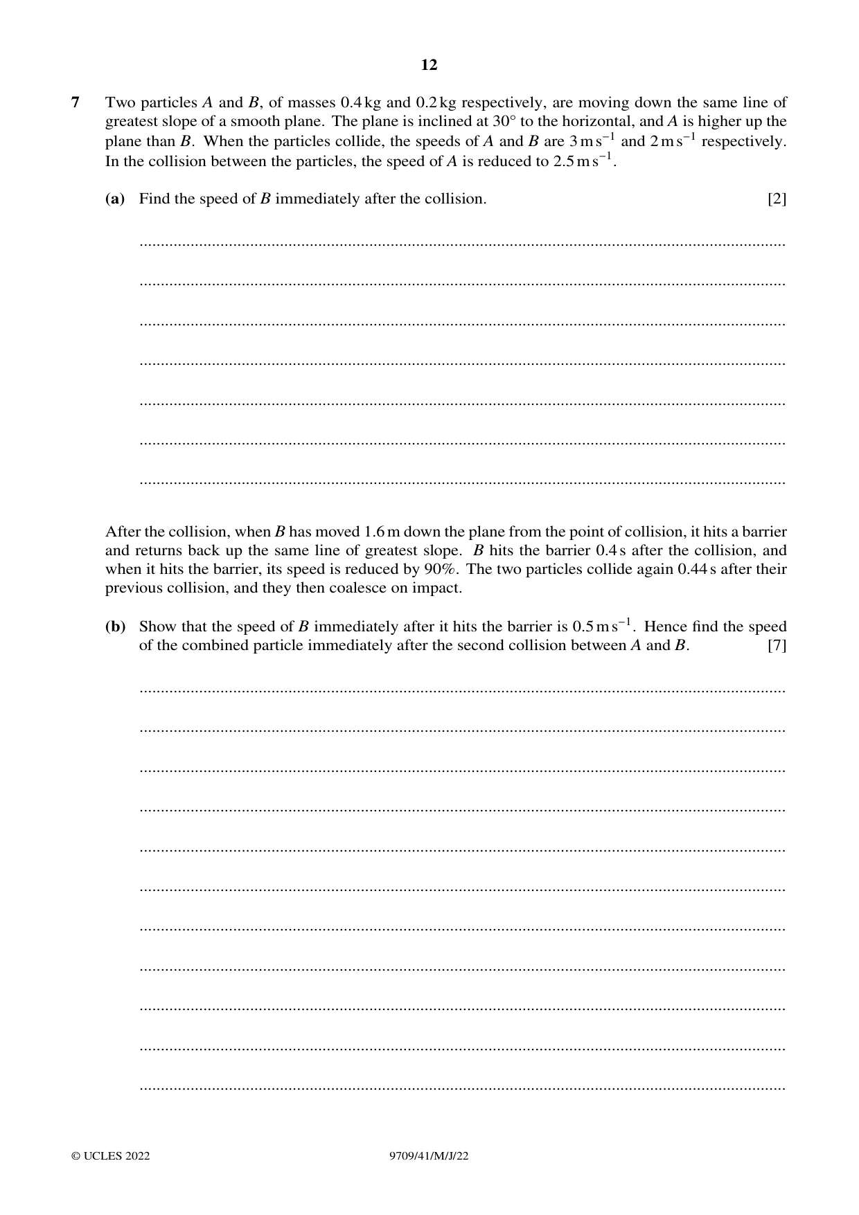 Cambridge A Level Mathematics 9709 2022 May/June Paper 4 · Variant 1 question paper, page 12 of 16