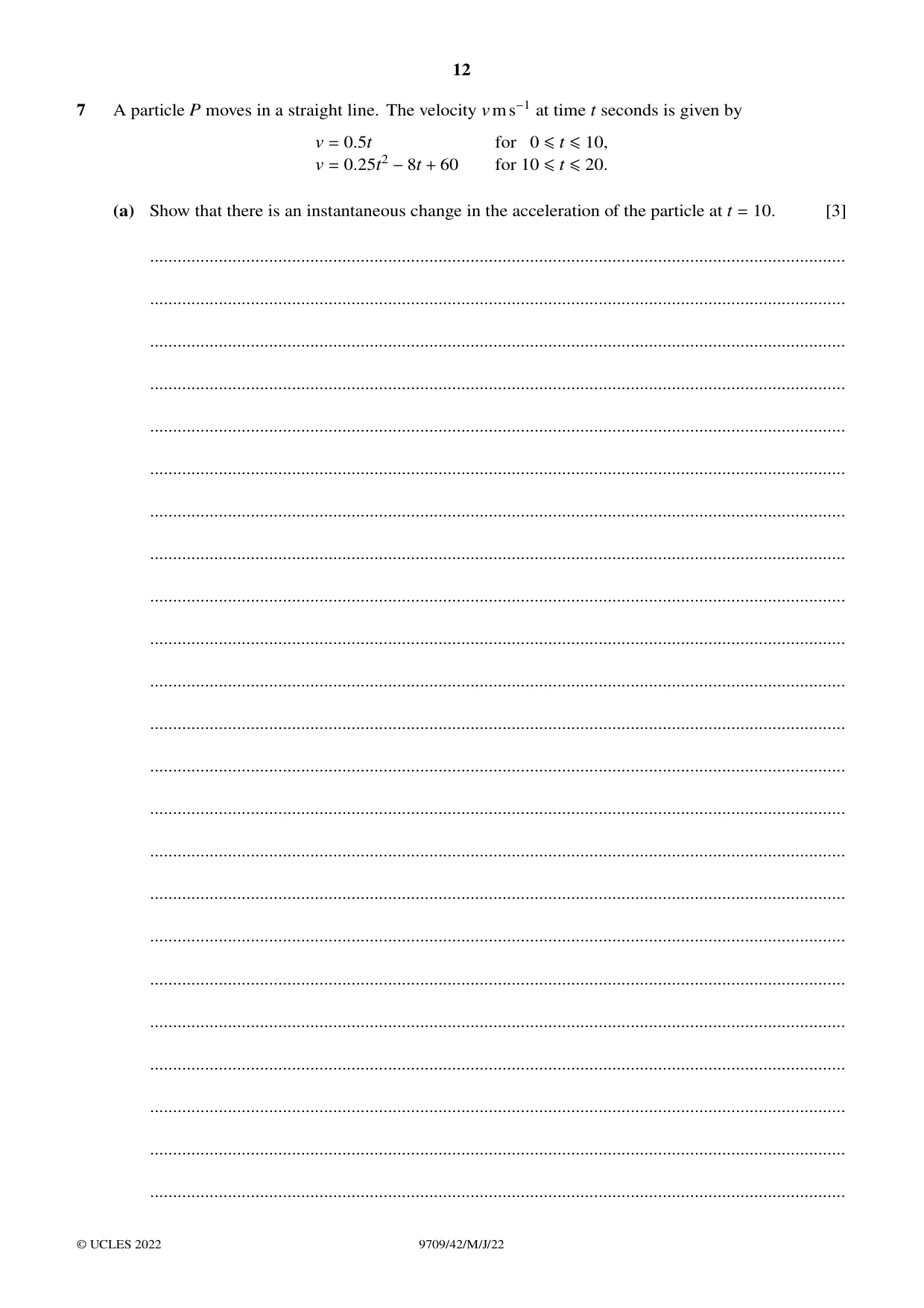 Cambridge A Level Mathematics 9709 2022 May/June Paper 4 · Variant 2 question paper, page 12 of 16