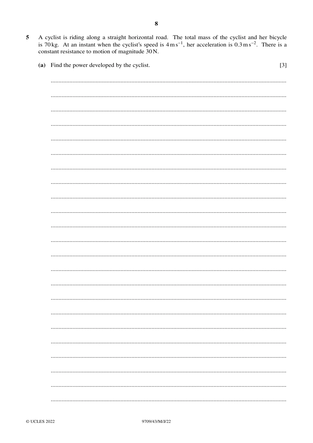 Cambridge A Level Mathematics 9709 2022 May/June Paper 4 · Variant 3 question paper, page 8 of 16