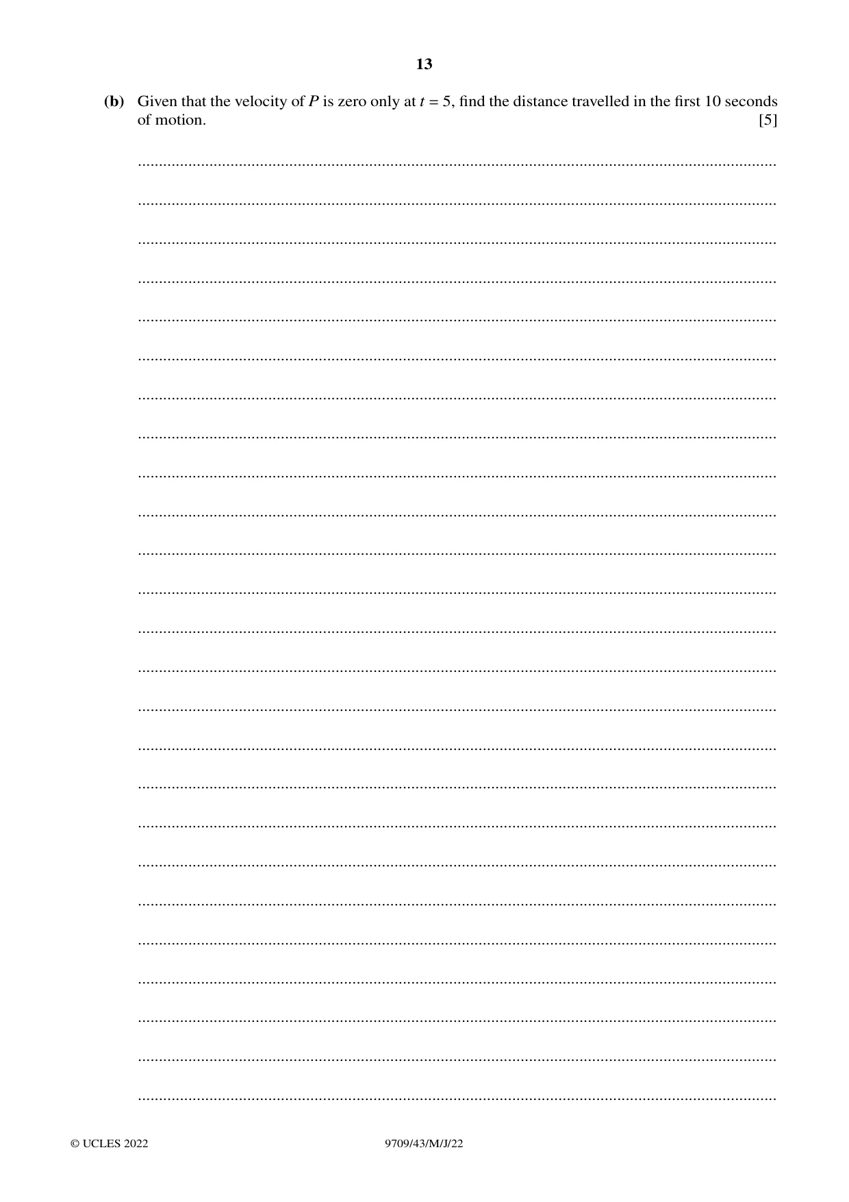 Cambridge A Level Mathematics 9709 2022 May/June Paper 4 · Variant 3 question paper, page 13 of 16