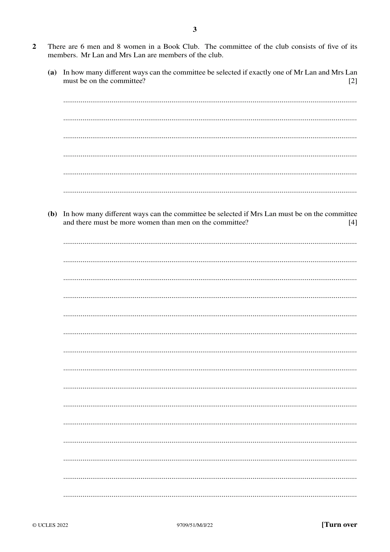 Cambridge A Level Mathematics 9709 2022 May/June Paper 5 · Variant 1 question paper, page 3 of 12