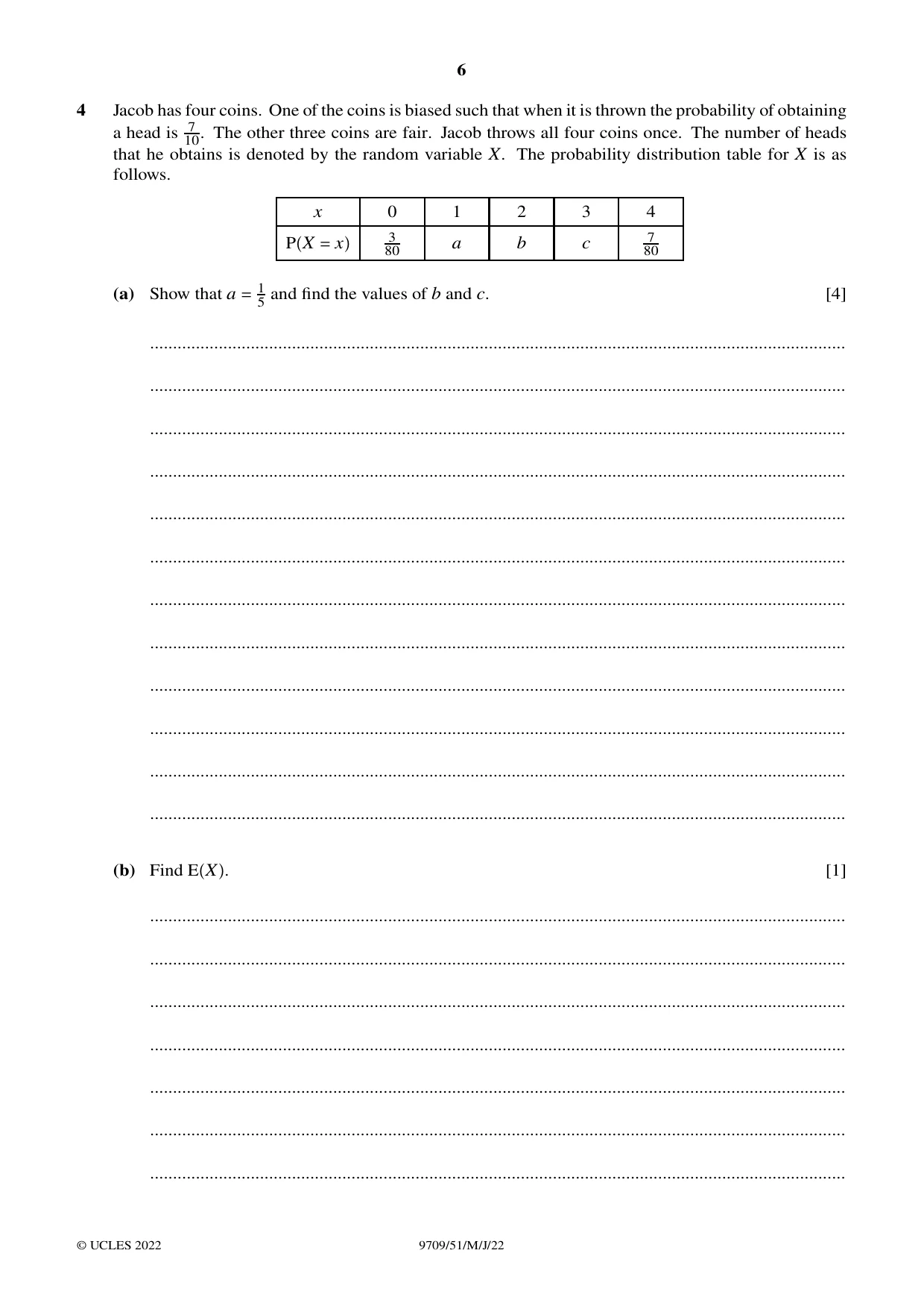 Cambridge A Level Mathematics 9709 2022 May/June Paper 5 · Variant 1 question paper, page 6 of 12