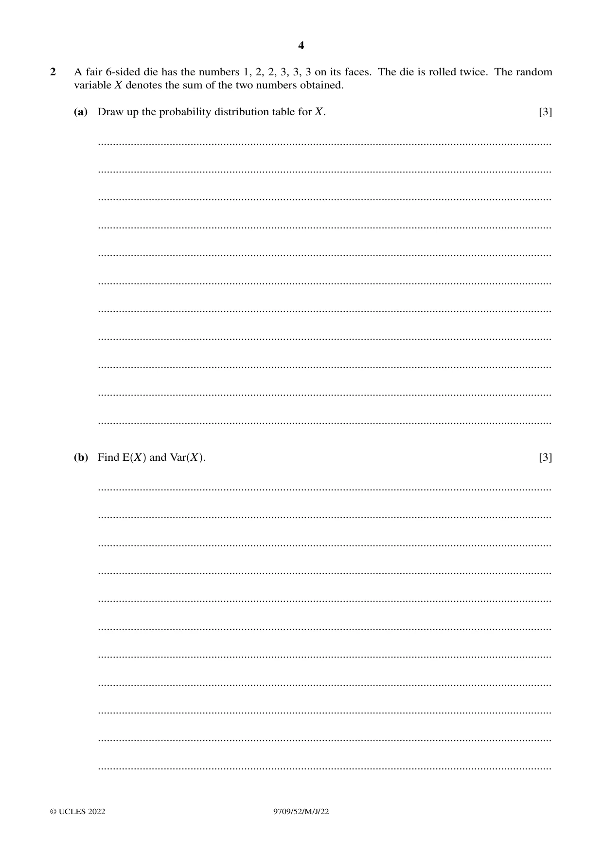 Cambridge A Level Mathematics 9709 2022 May/June Paper 5 · Variant 2 question paper, page 4 of 16
