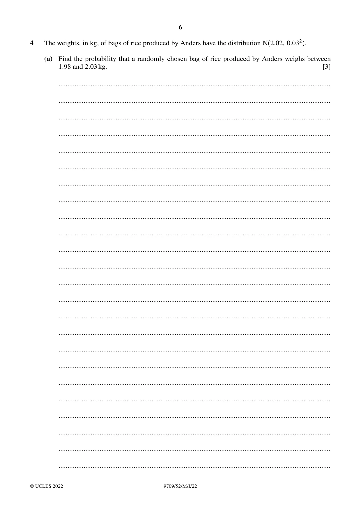 Cambridge A Level Mathematics 9709 2022 May/June Paper 5 · Variant 2 question paper, page 6 of 16
